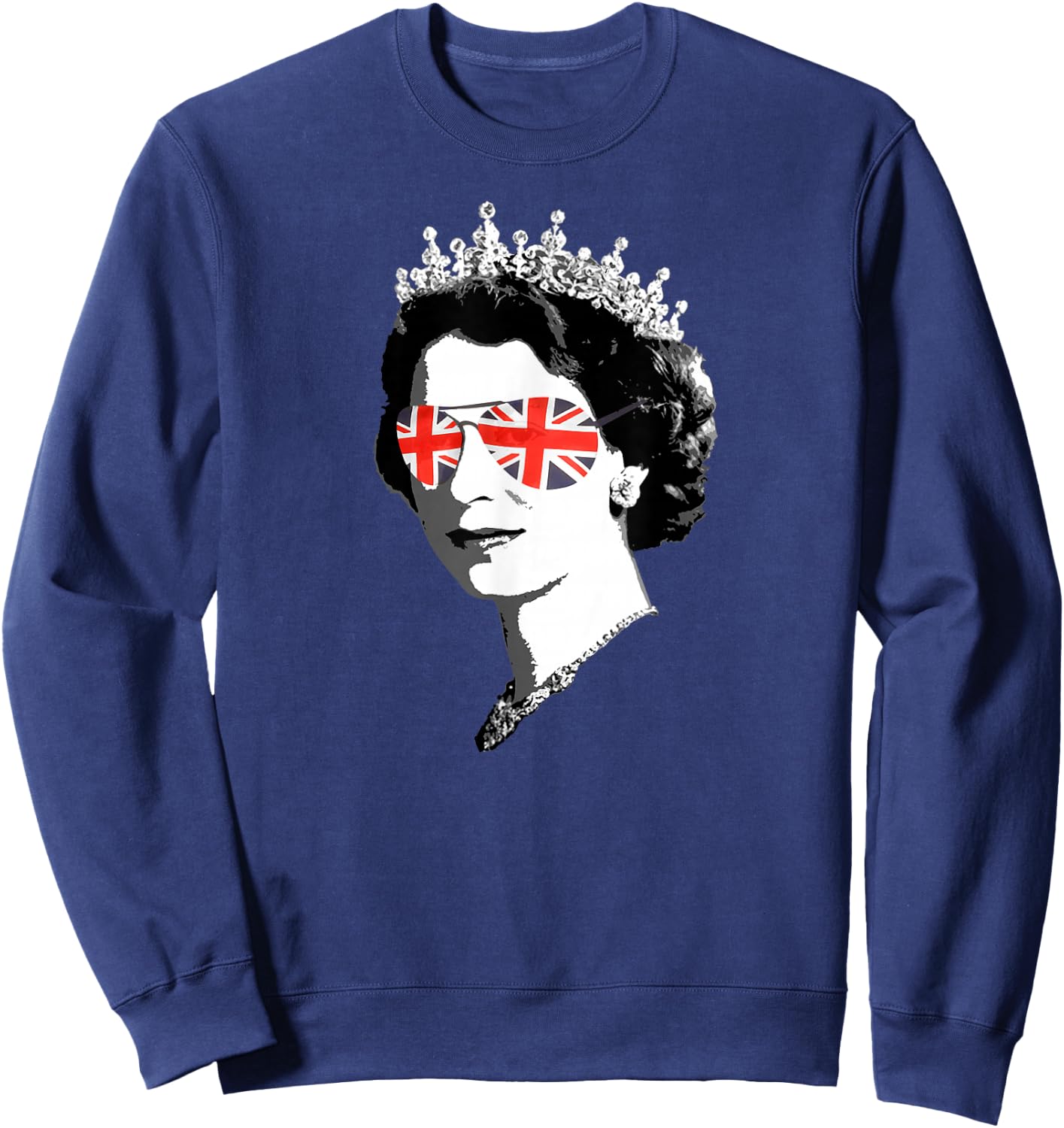 Queen Elizabeth II - British Sunglasses Meme , Black Sweatshirt - Sweatshirt | Navy