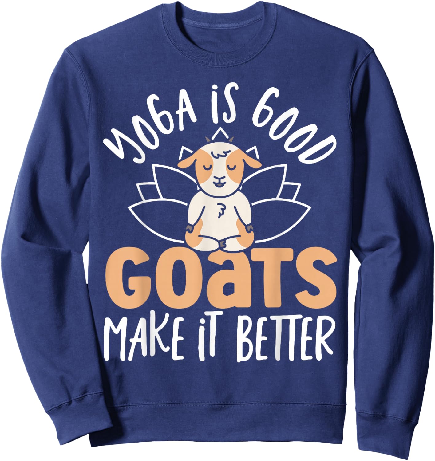Yoga Goat Lotus Flower Yogi Women Meditation Goat Yoga Sweatshirt - Sweatshirt | Navy