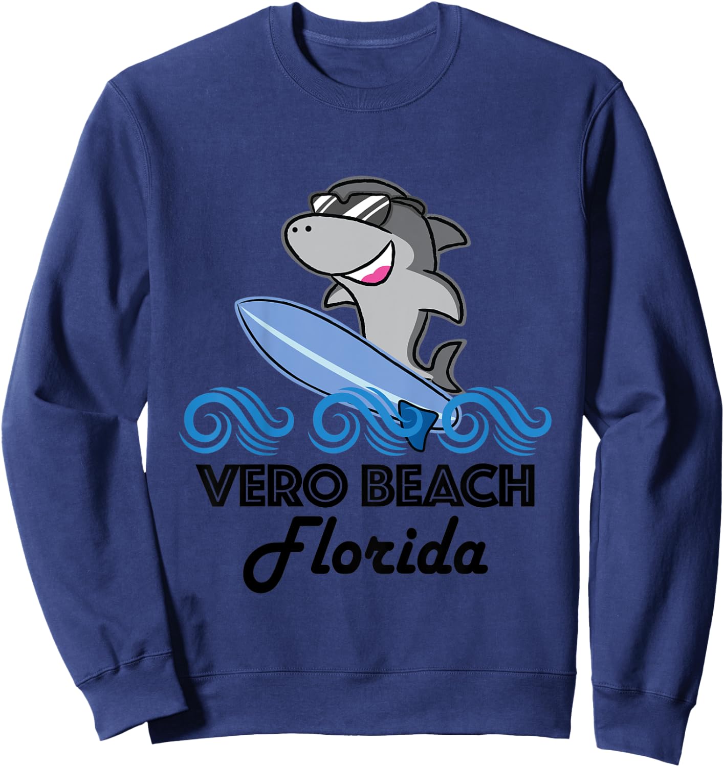 Kids Vero Beach Florida Funny Shark Sweatshirt - Sweatshirt | Navy