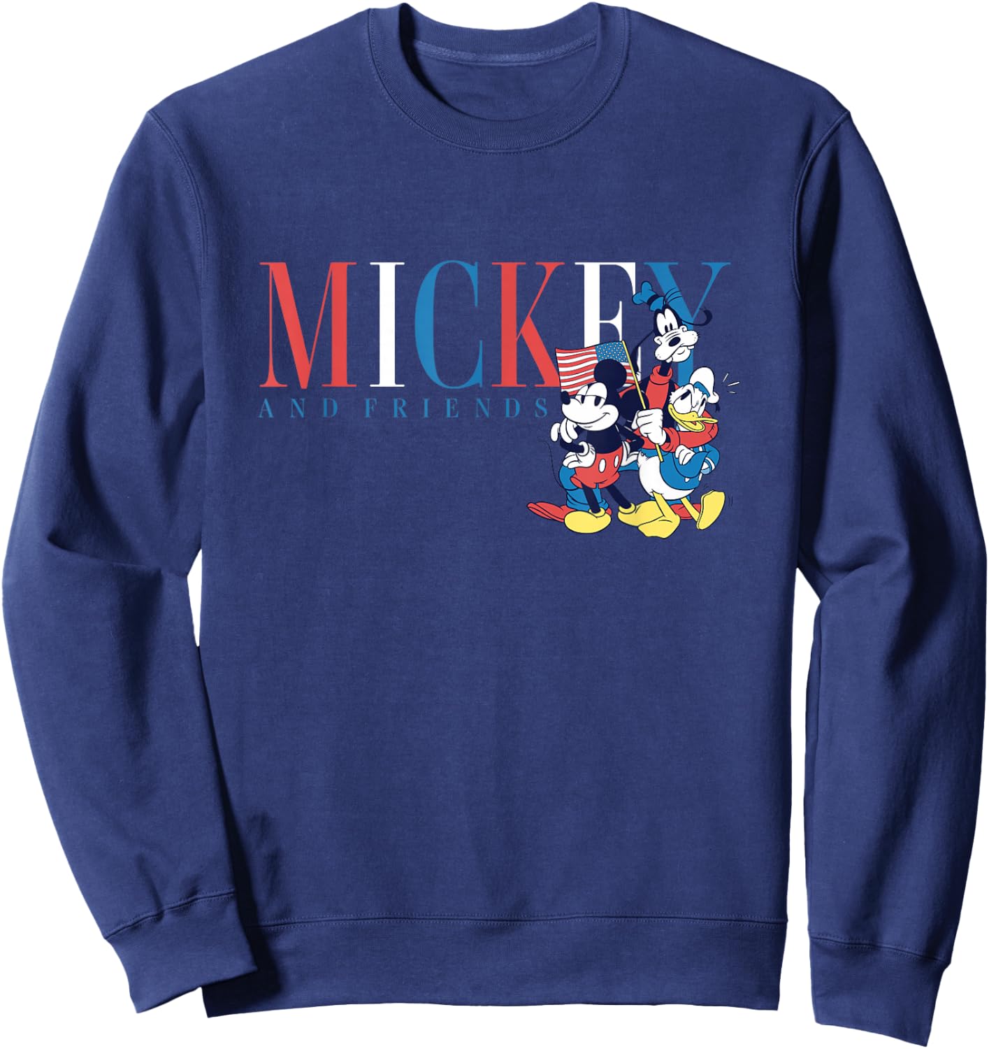 Disney Mickey And Friends 4th Of July American Flag Crew Sweatshirt - Sweatshirt | Navy