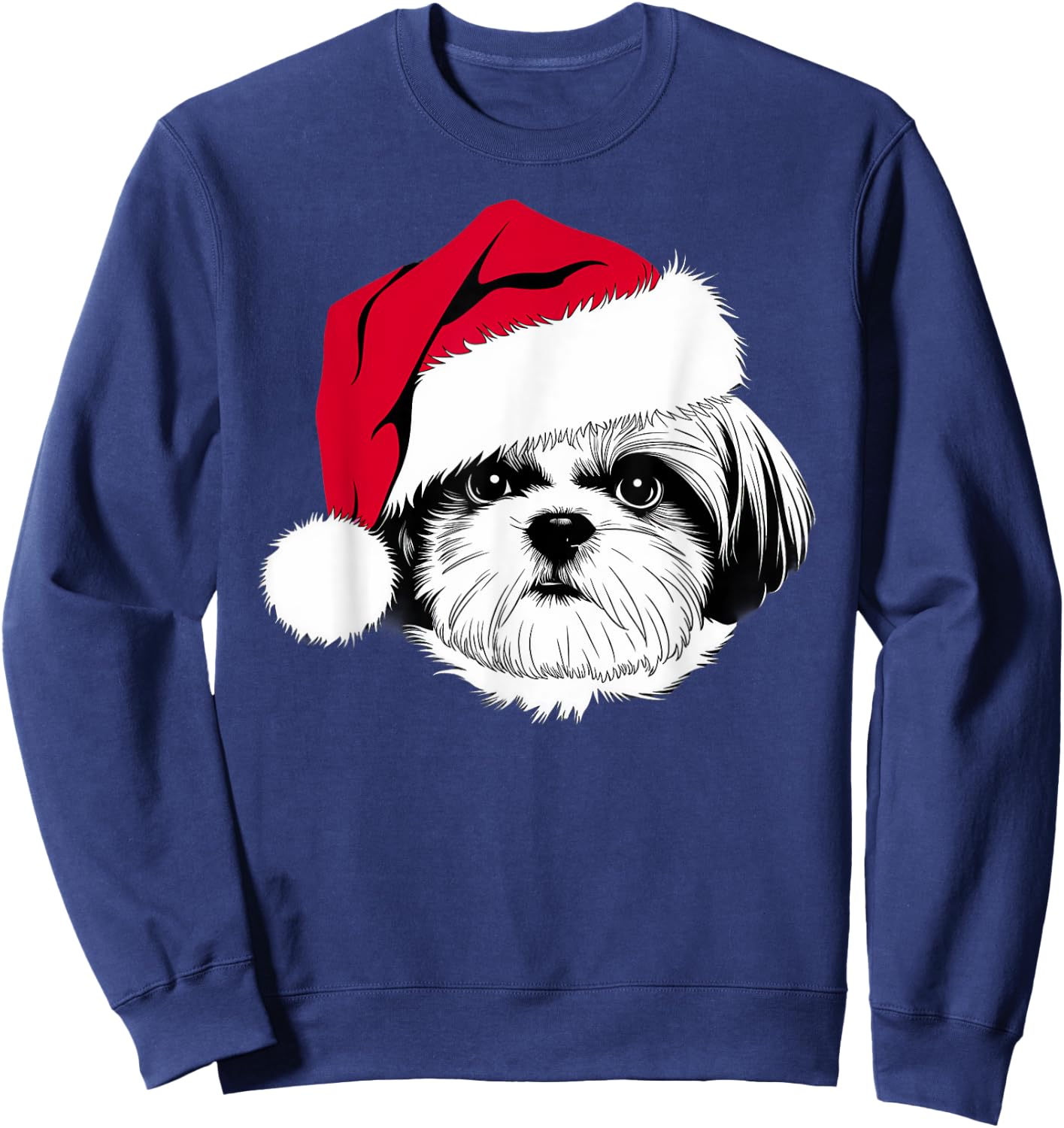 Joyful Shih Tzu Santa Dog on Shih Tzu Christmas Men Women Kids Sweatshirt - Sweatshirt | Navy