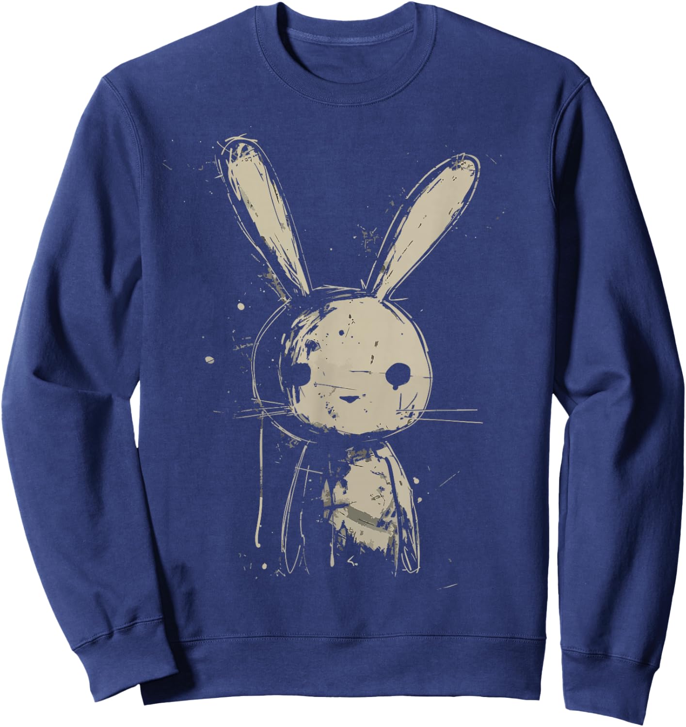 Grunge Bunny Creepy Cute Rabbit Goth Alt Scary Sad Aesthetic Sweatshirt - Sweatshirt | Navy