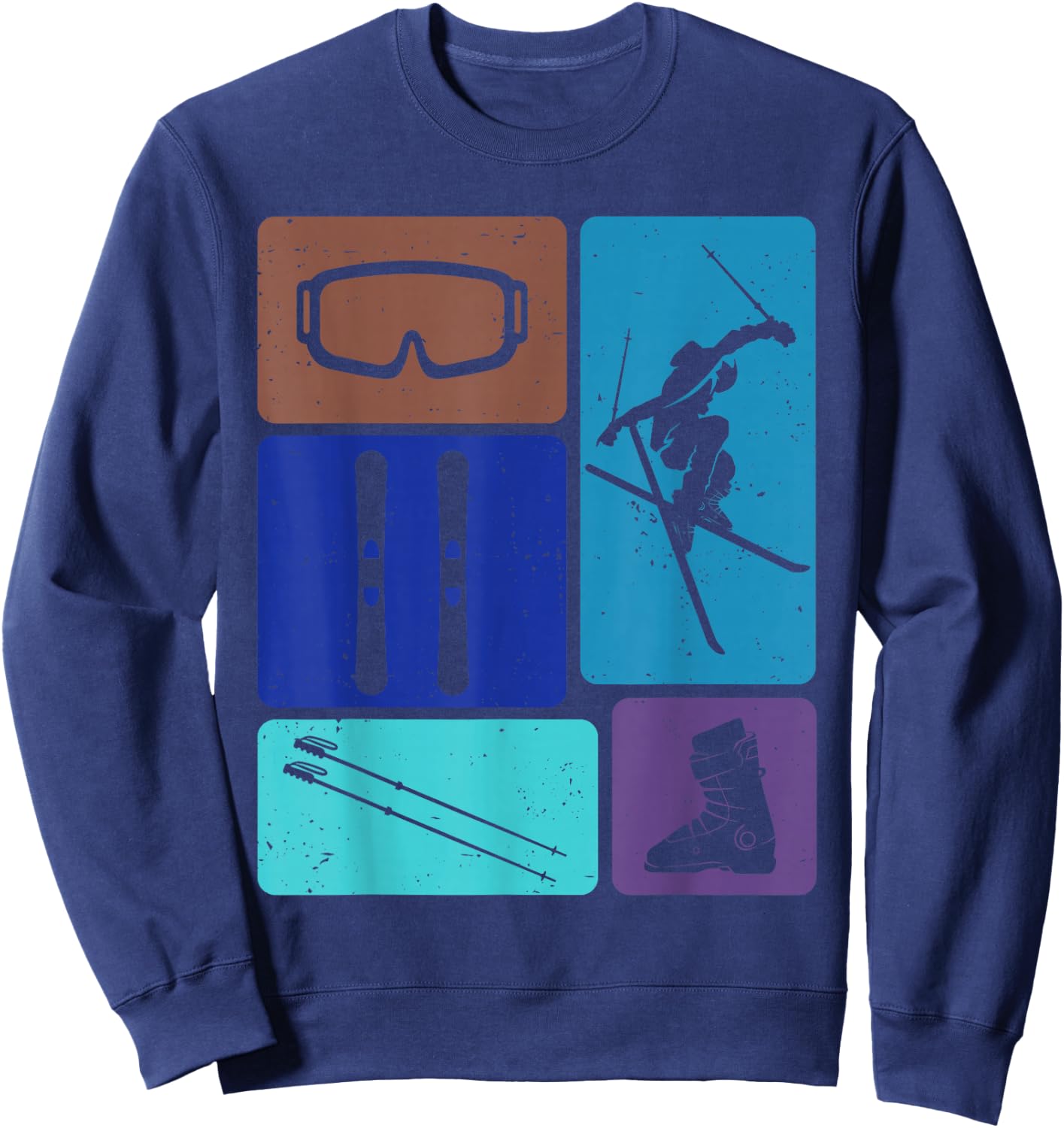 Funny Skiing Ski Snow Adventure Winter Sports Lovers Outfit Sweatshirt - Sweatshirt | Navy