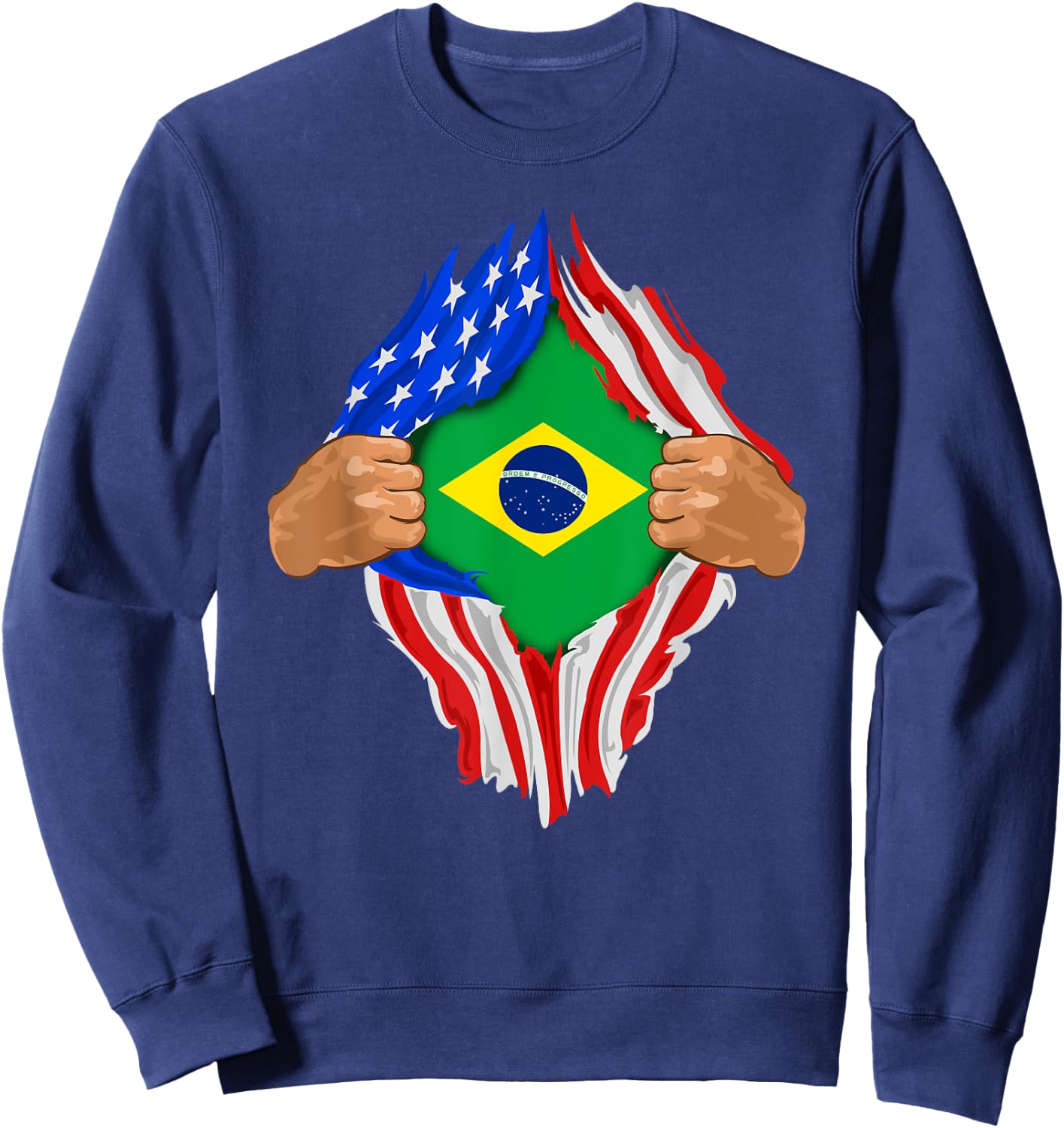 Brazilian Blood Inside Me | Brazil Flag Gift Sweatshirt - Sweatshirt | Navy