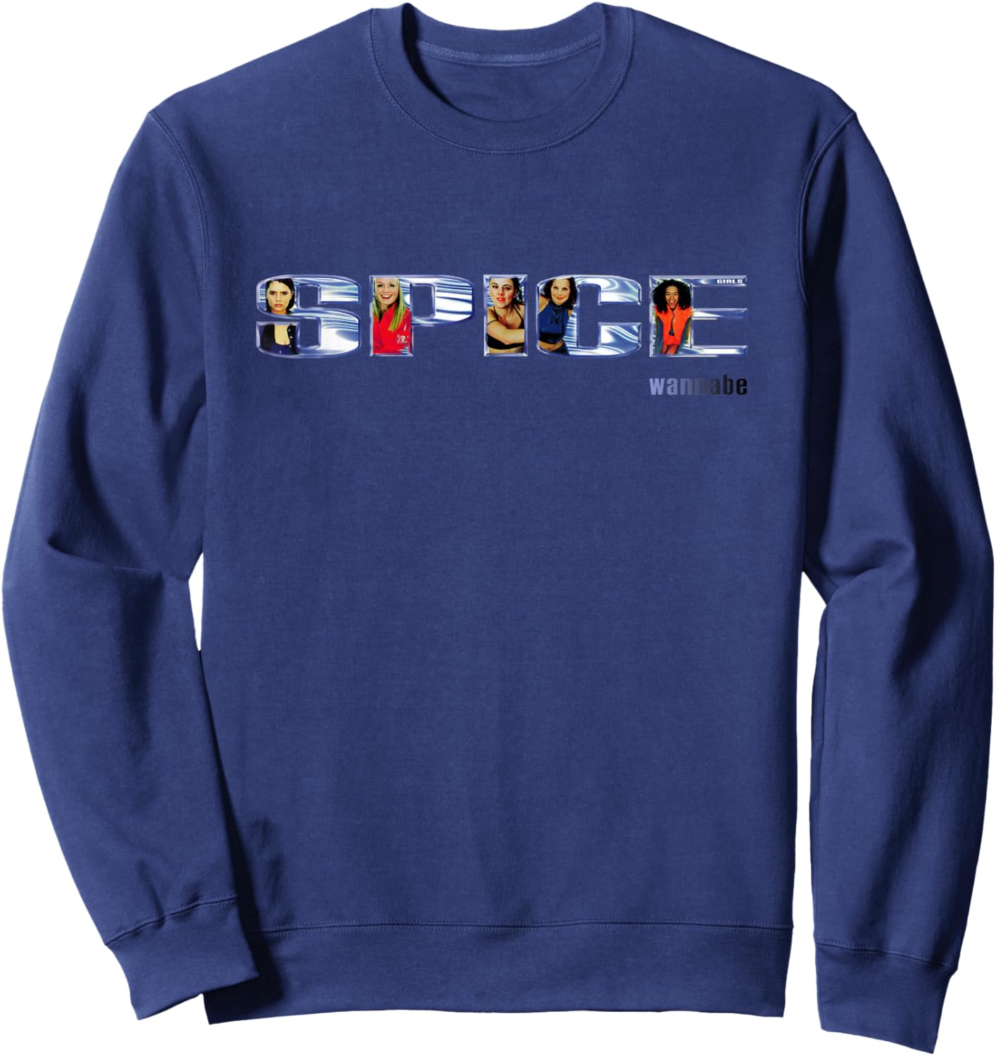 Official Spice Girls Wannabe Logo , Blue, S Sweatshirt - Sweatshirt | Navy