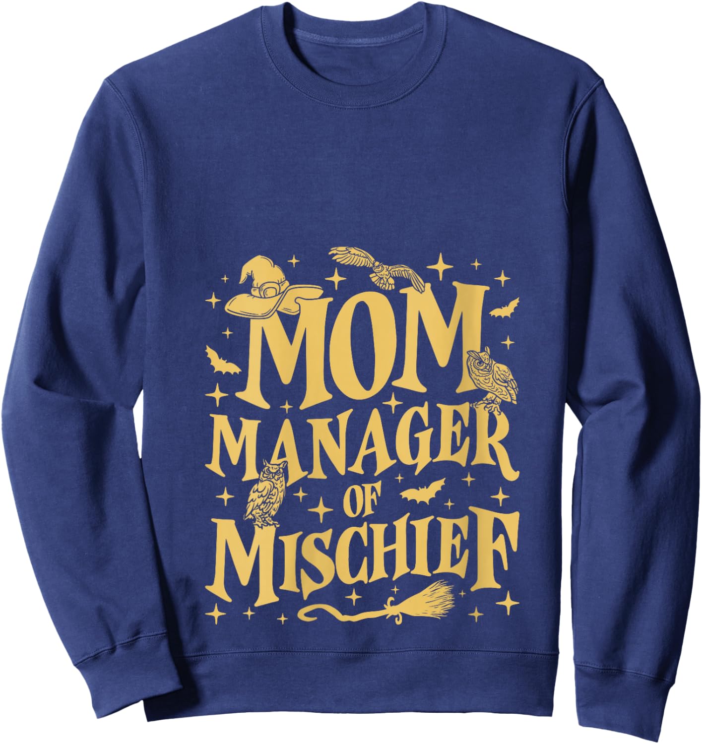 Magical Mom Manager of Mischief Mothers Day Mommy Funny Mama V-Neck Sweatshirt - Sweatshirt | Navy