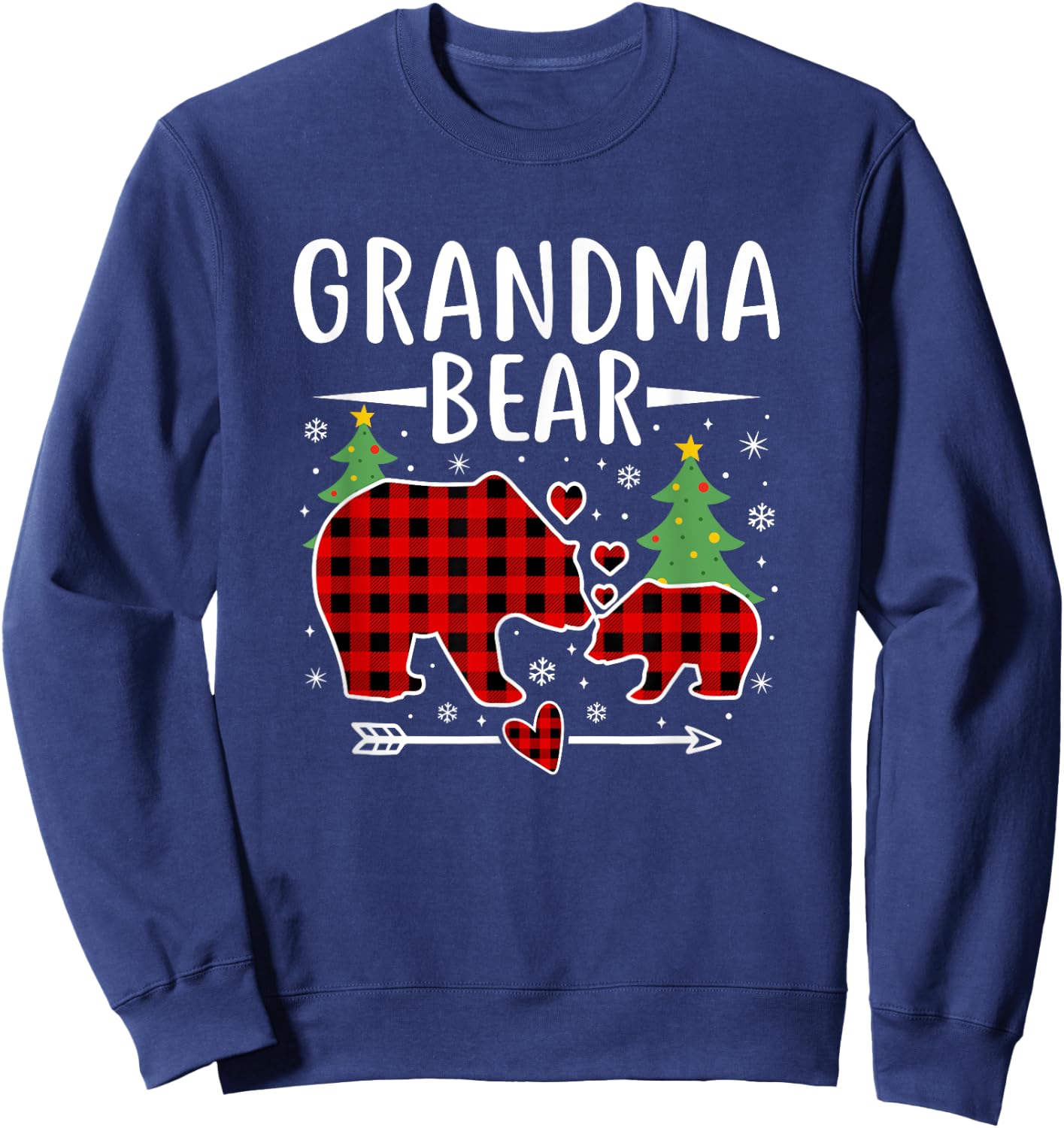 Grandma Bear Christmas Pajama shirt Red Plaid Grandma Bear Sweatshirt - Sweatshirt | Navy