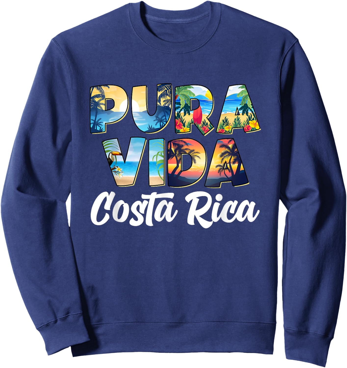 Pura Vida Costa Rica Souvenir - Cool Travel Central America , Black, S Sweatshirt - Sweatshirt | Navy