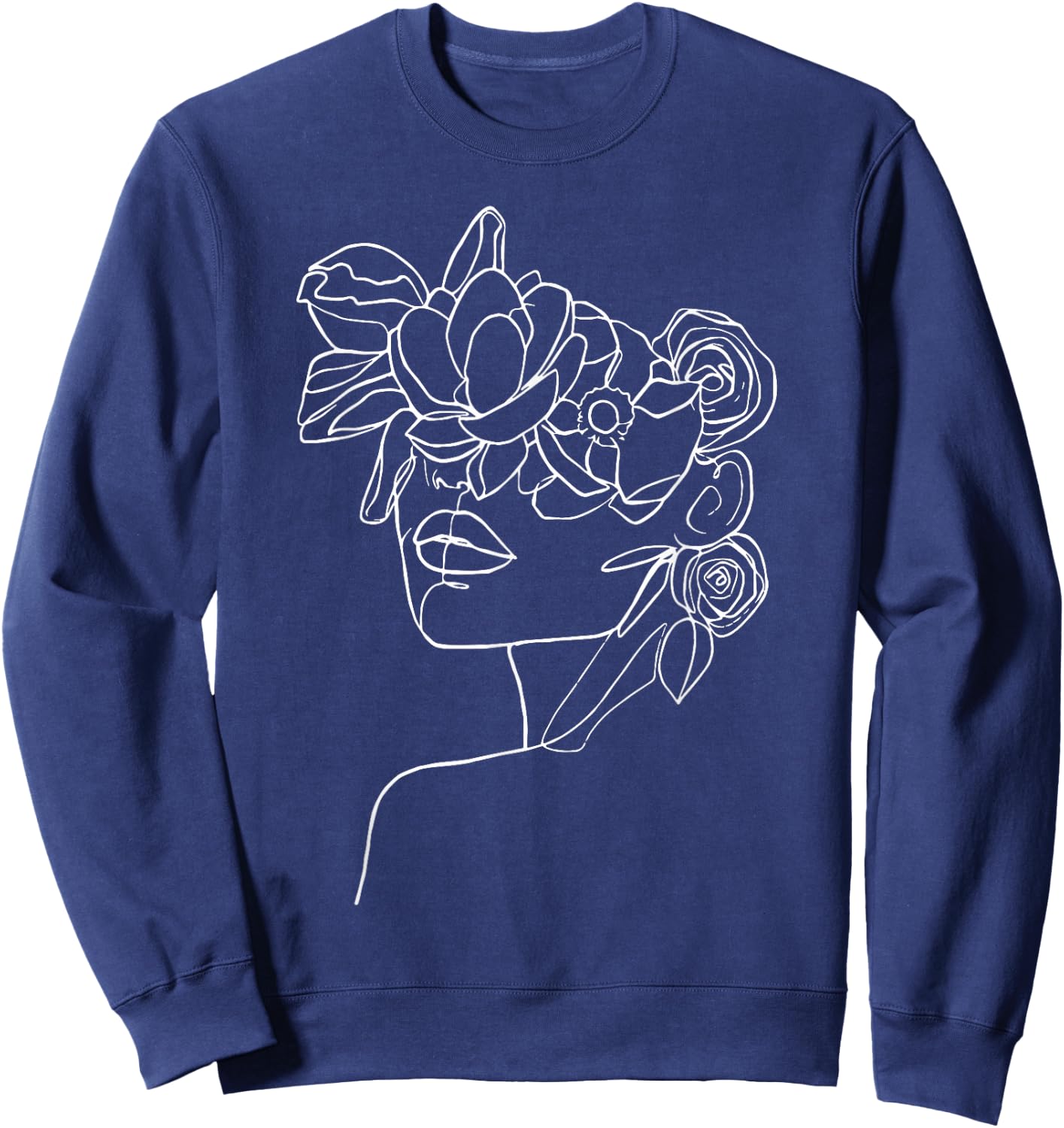 Modern Line Art Woman Face Design Elegant Minimalist Sweatshirt - Sweatshirt | Navy