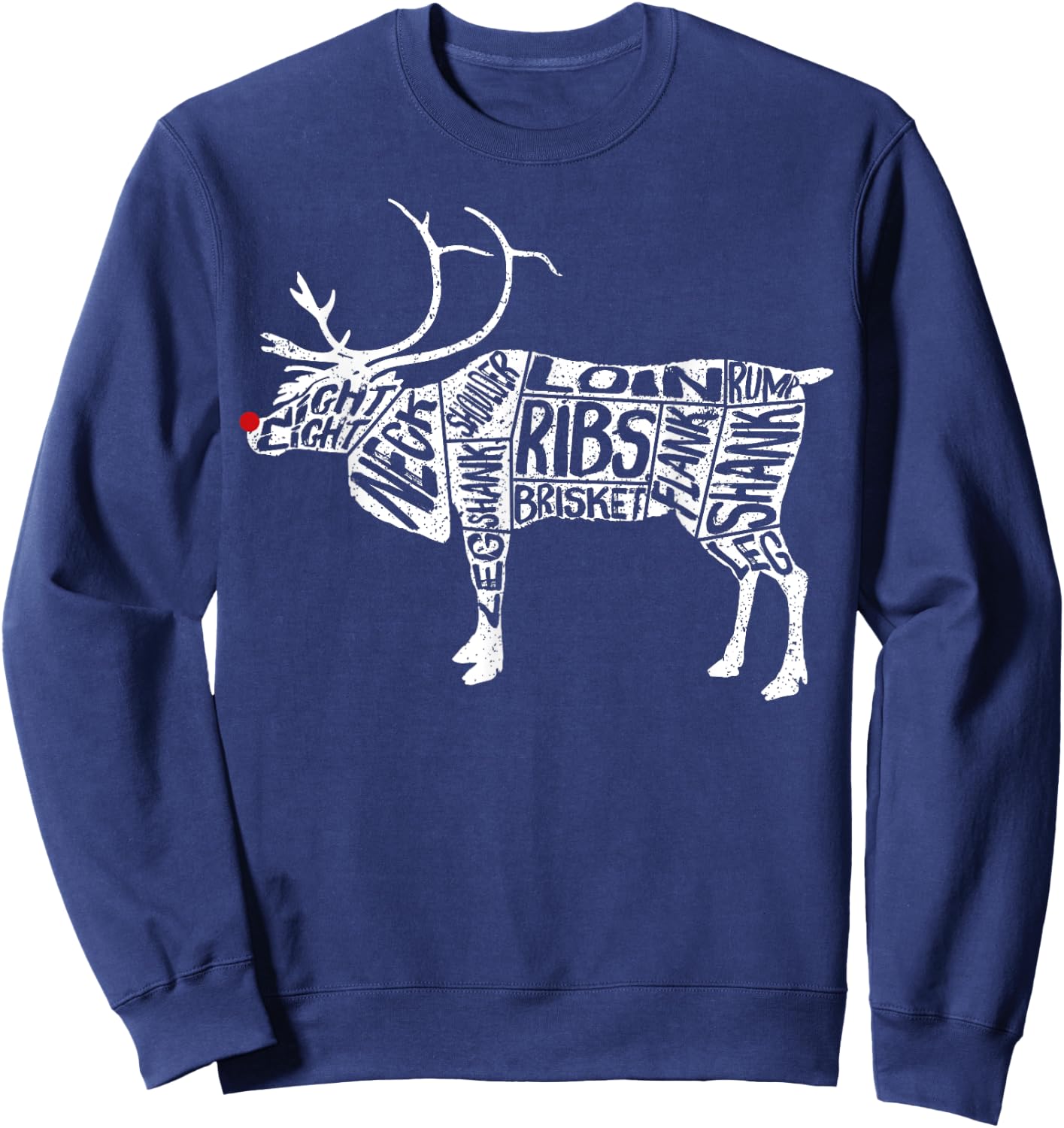 Funny Deer - Hunters Cuts of Meat Rudolph Reindeer Sweatshirt - Sweatshirt | Navy