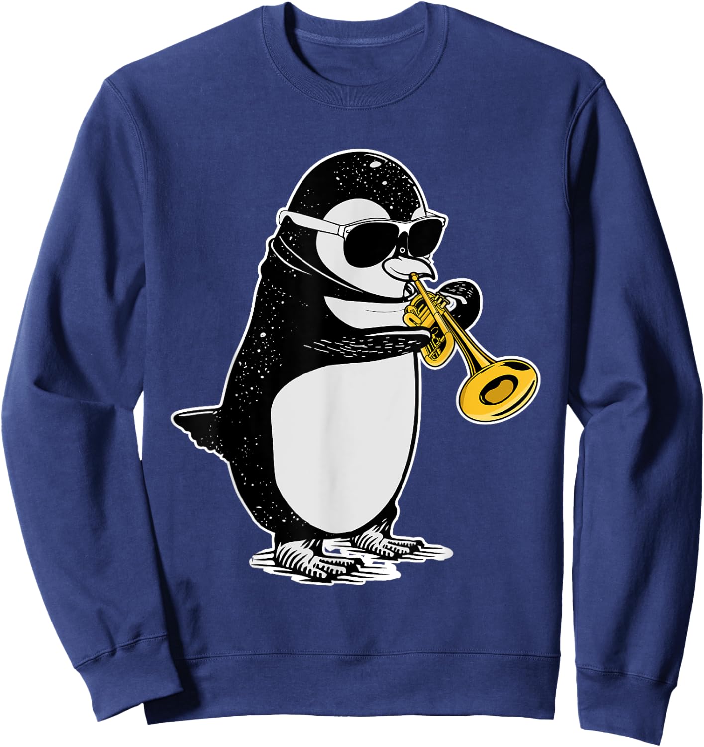 Trumpet Player Penguin Lover Kids Musician Trumpet Sweatshirt - Sweatshirt | Navy