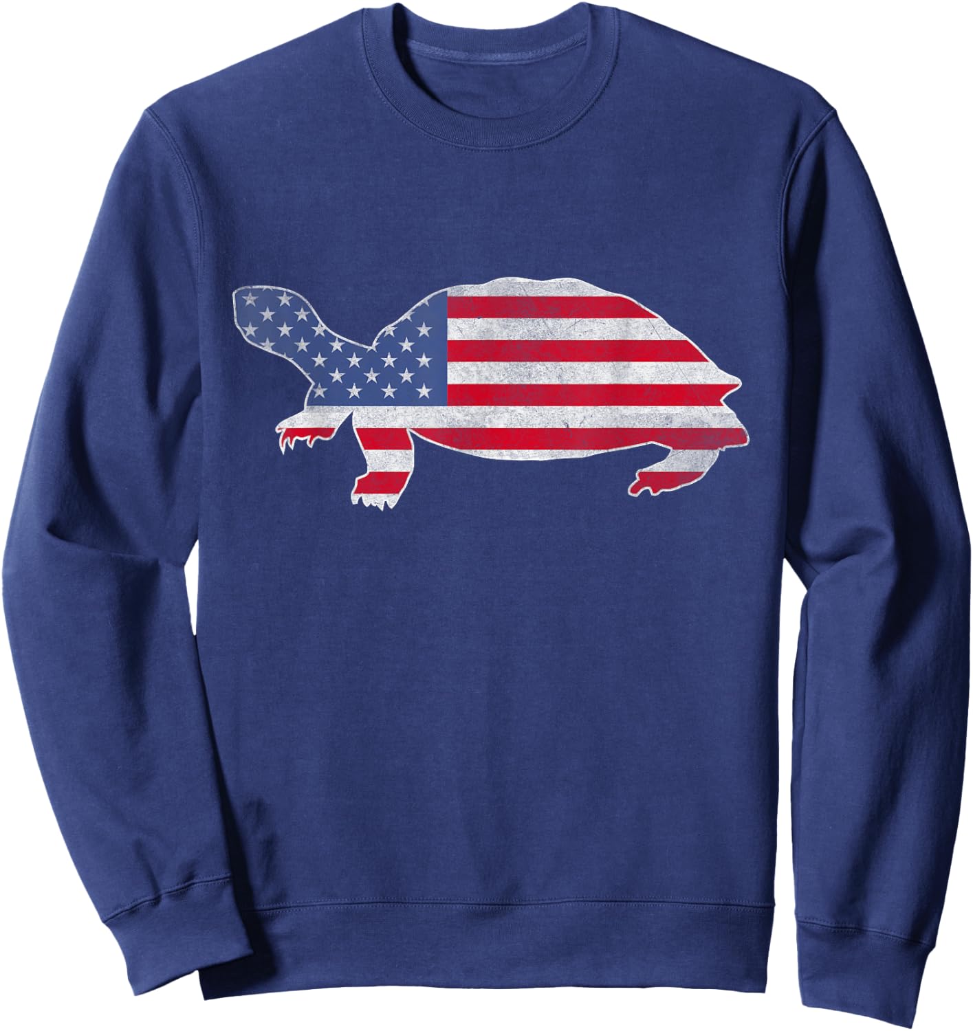 Patriotic Tortoise 4th Of July Men Women American US Flag Sweatshirt - Sweatshirt | Navy