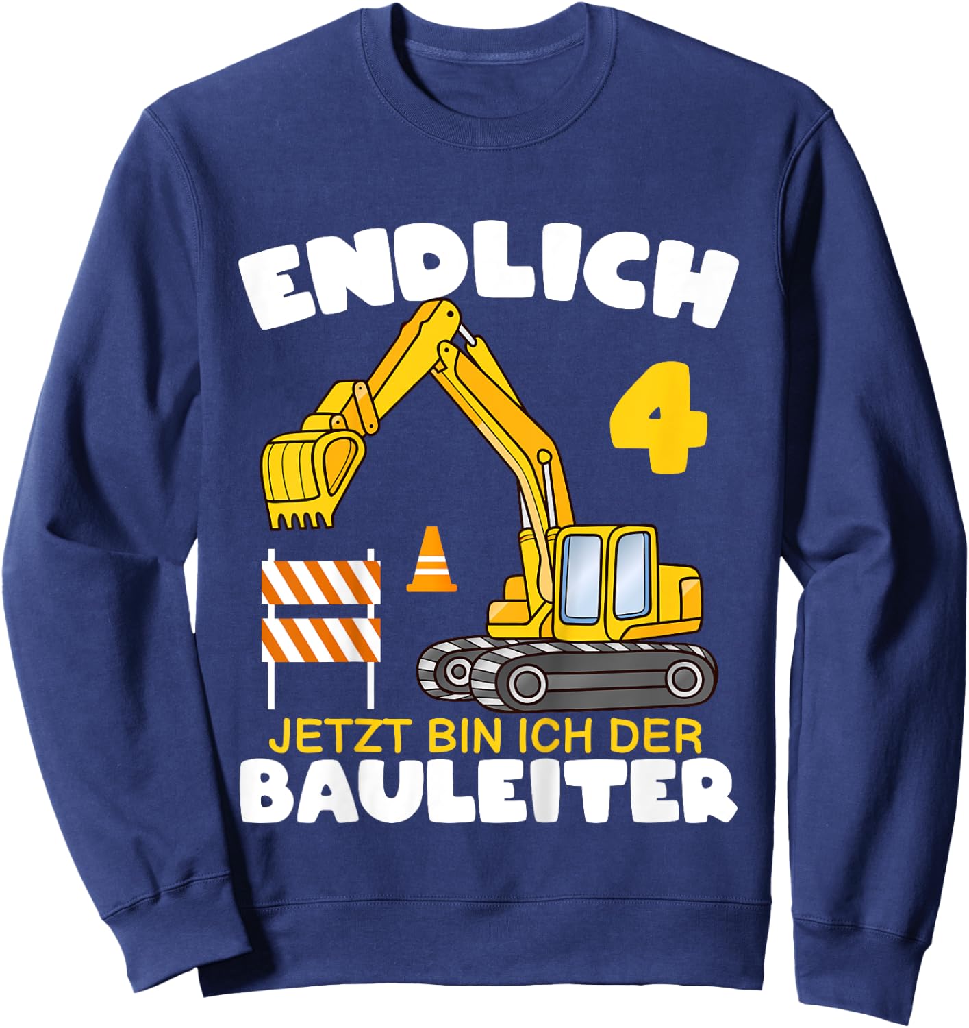 Children's 4th Birthday with German Text "Endlich 4th Birthday", black Sweatshirt - Sweatshirt | Navy