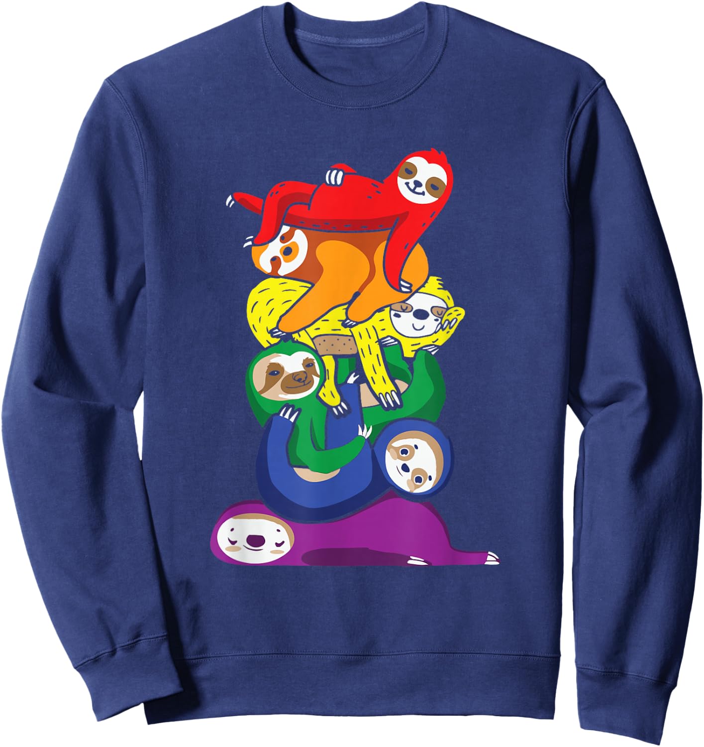 Funny LGBT Sloth Stack Rainbow Gay Pride For Sloth Lover Sweatshirt - Sweatshirt | Navy