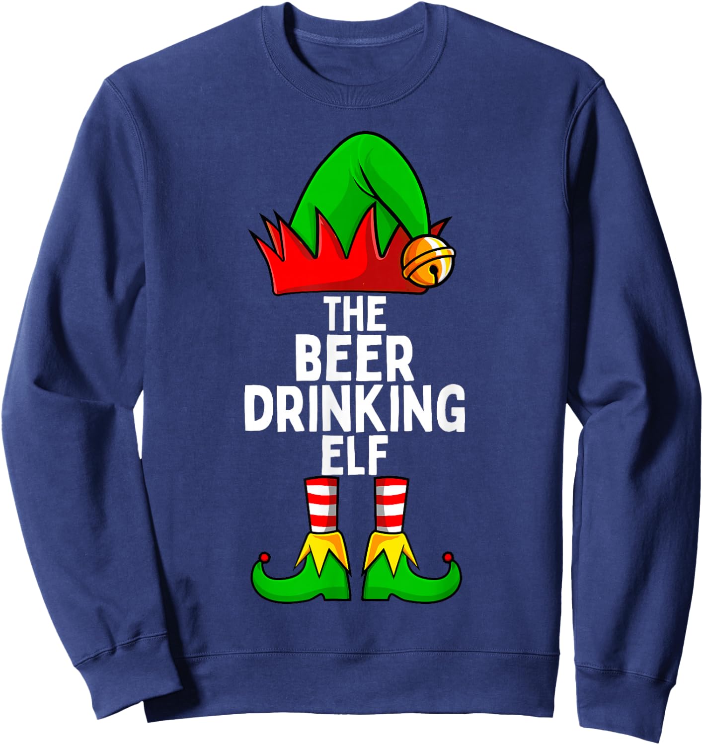 Beer Drinking Elf Matching Family Christmas Sweatshirt - Sweatshirt | Navy