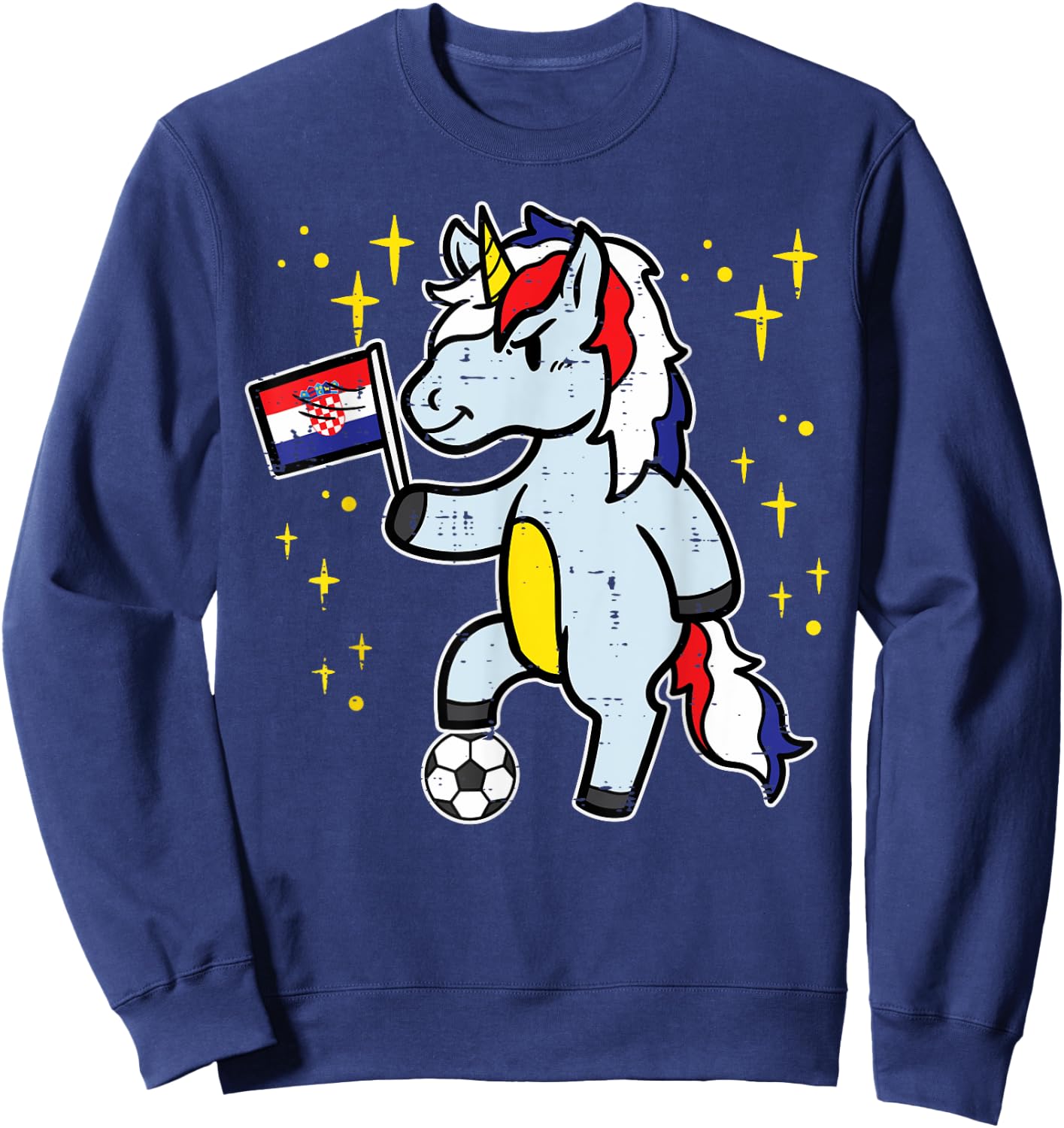 Croatia Flag Unicorn Football Soccer Fan Women Girls Kids Sweatshirt - Sweatshirt | Navy