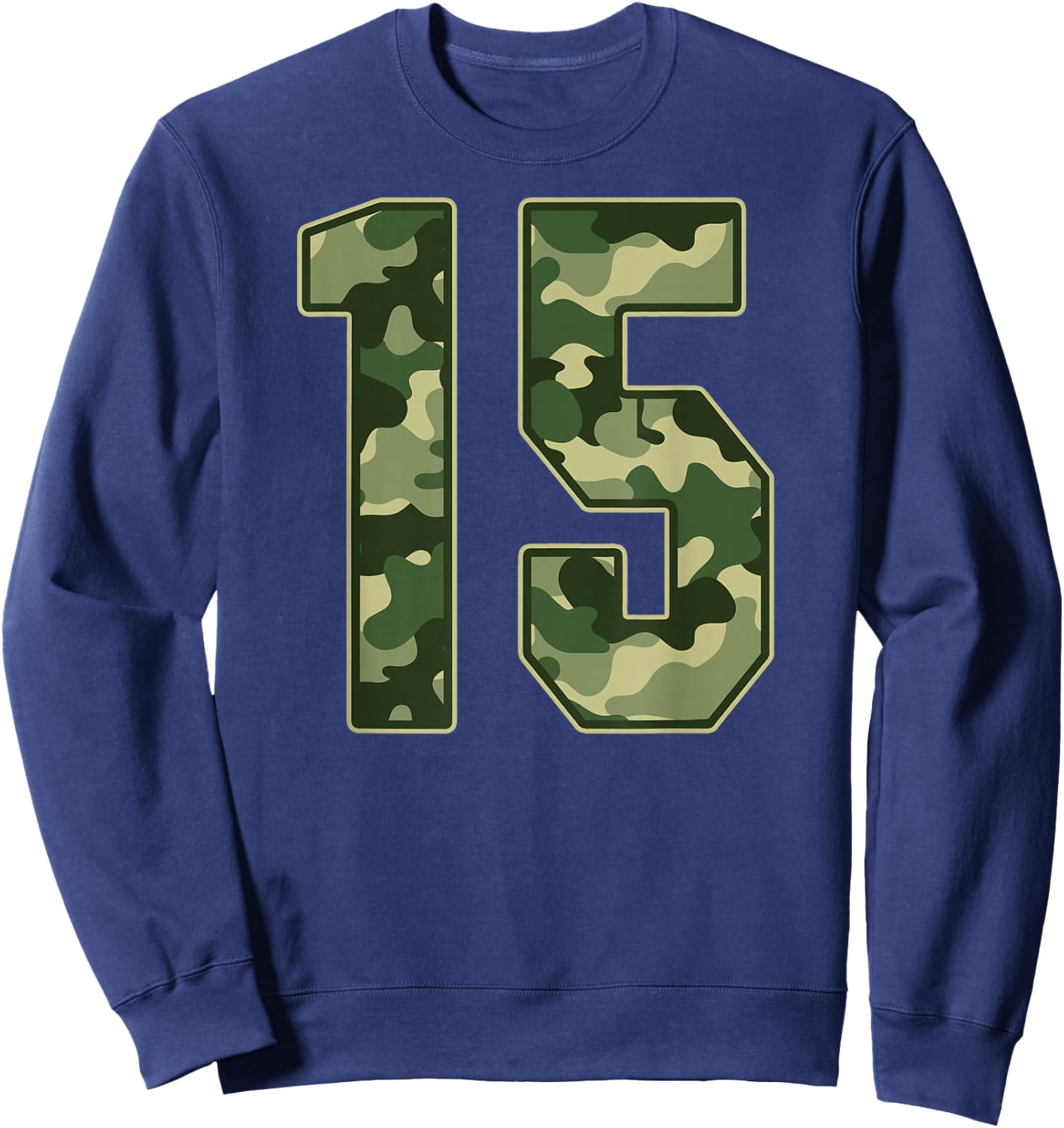 Camo #15 Jersey Number 15 Uniform Fan Favorite Player Sweatshirt - Sweatshirt | Navy