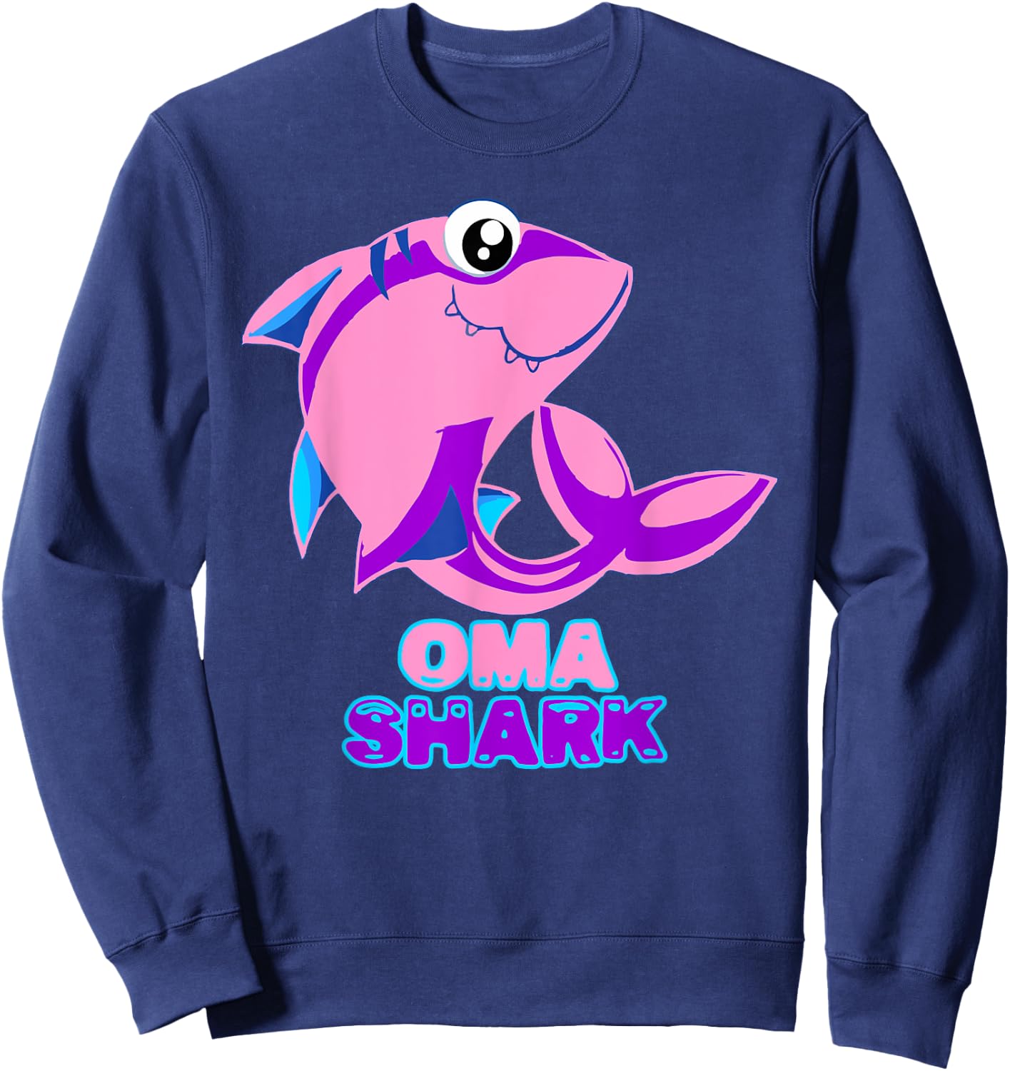 Oma Shark Funny Granny Shark Lover Gift Sweatshirt - Sweatshirt | Navy