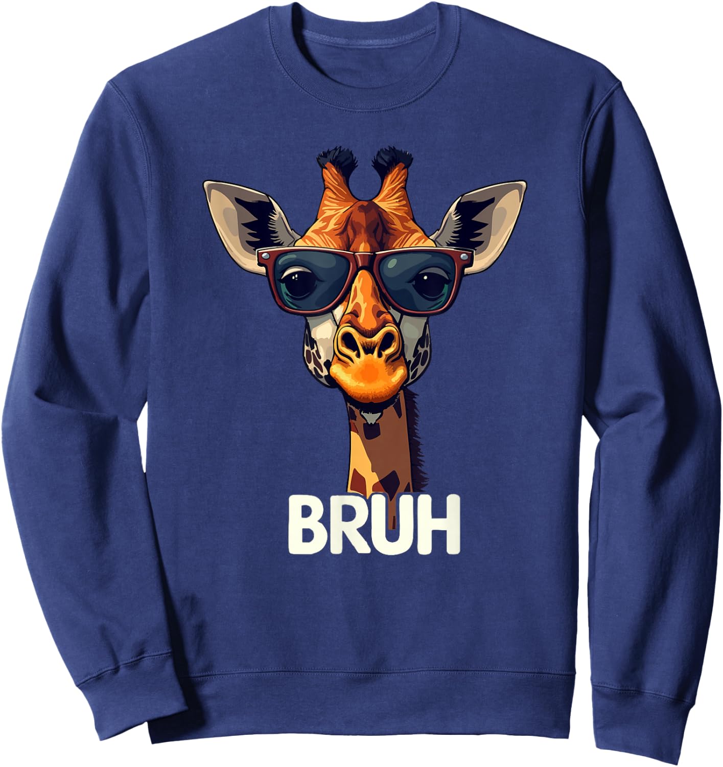 Funny Giraffe Meme BRUH Teenager kids men women Graphic Sweatshirt - Sweatshirt | Navy