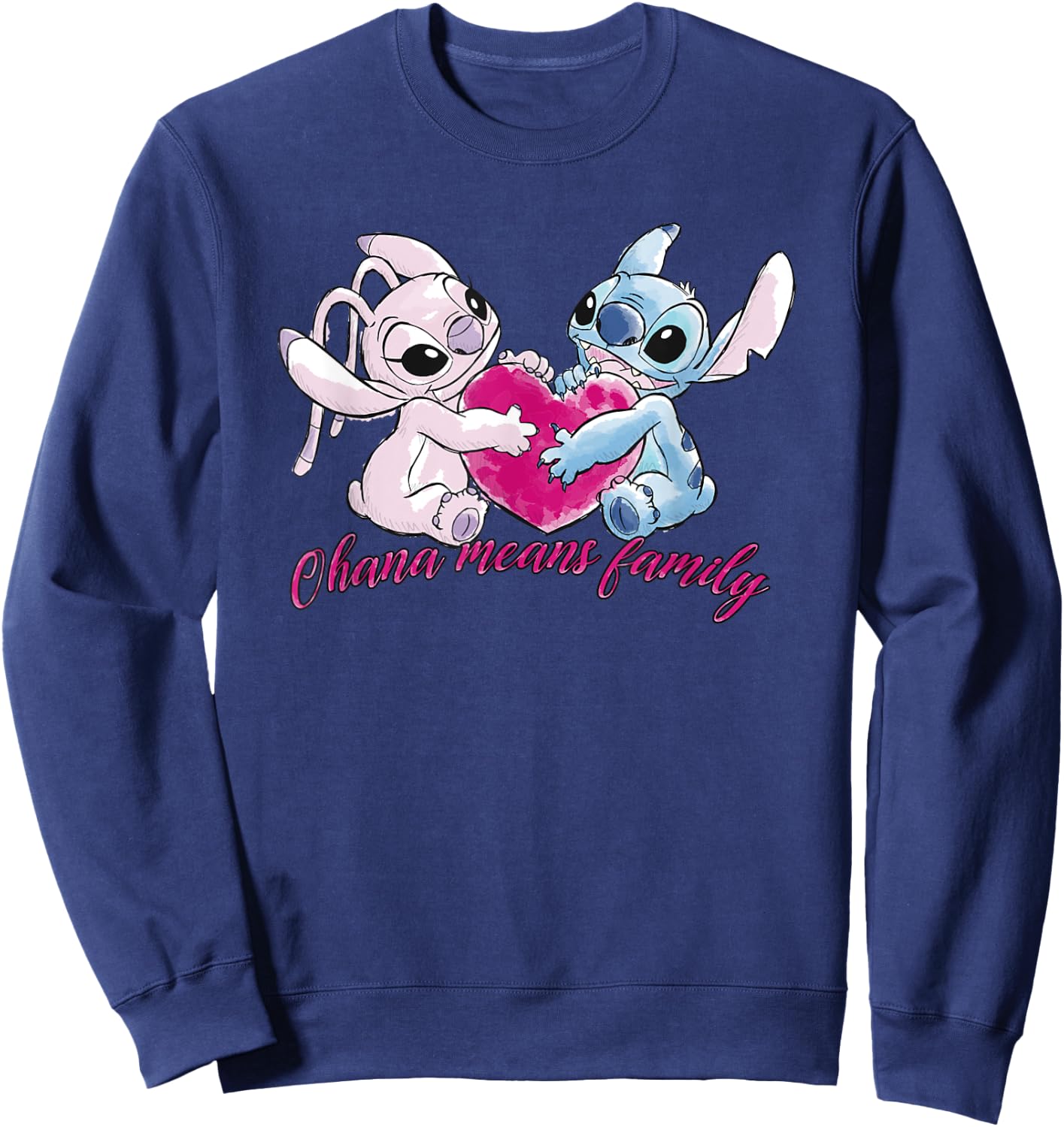 Lilo & Stitch Ohana Heart With Angel , black Sweatshirt - Sweatshirt | Navy
