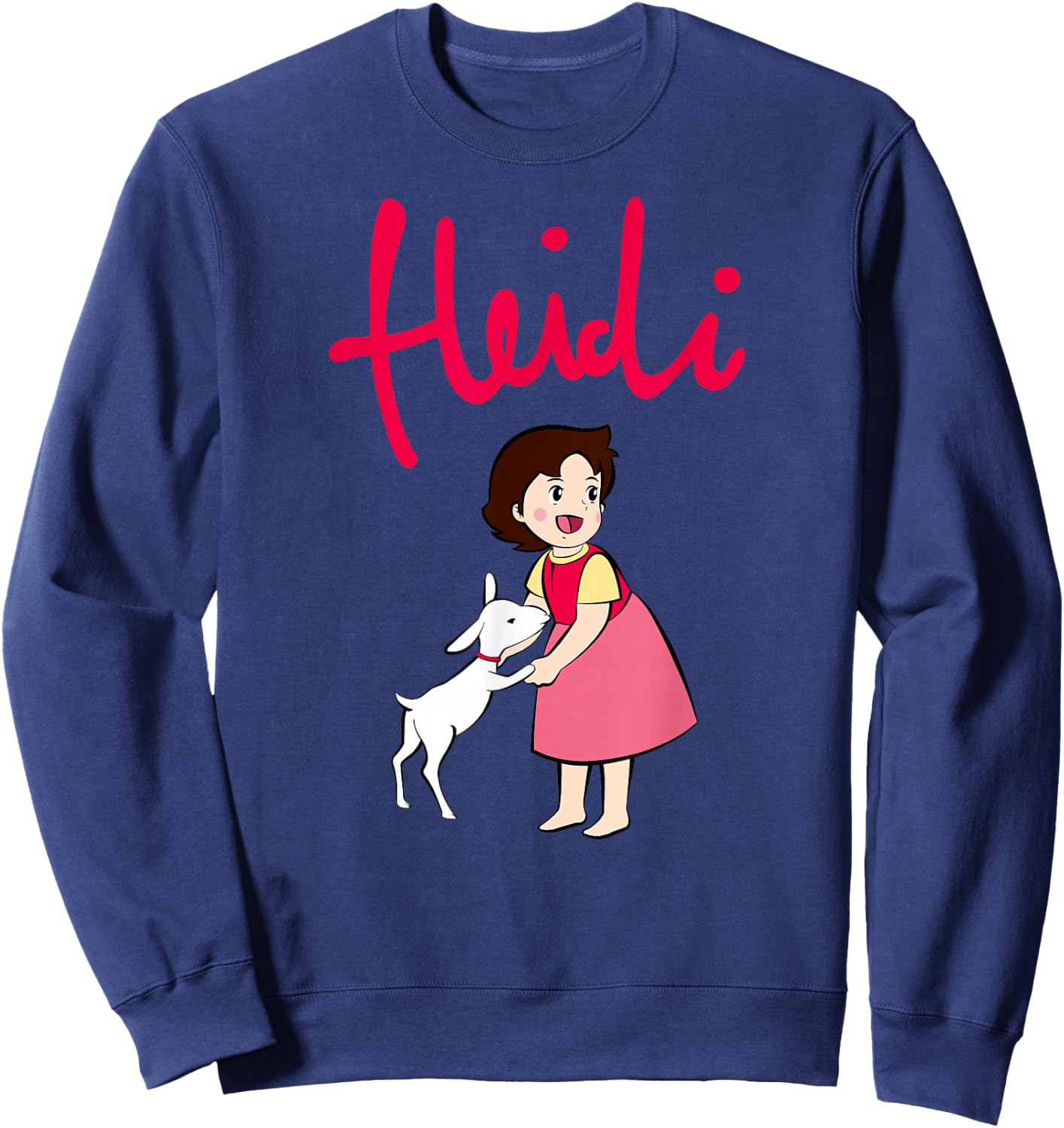 Heidi with Goat Cute with Logo Pink Cartoon TV Series , black Sweatshirt - Sweatshirt | Navy