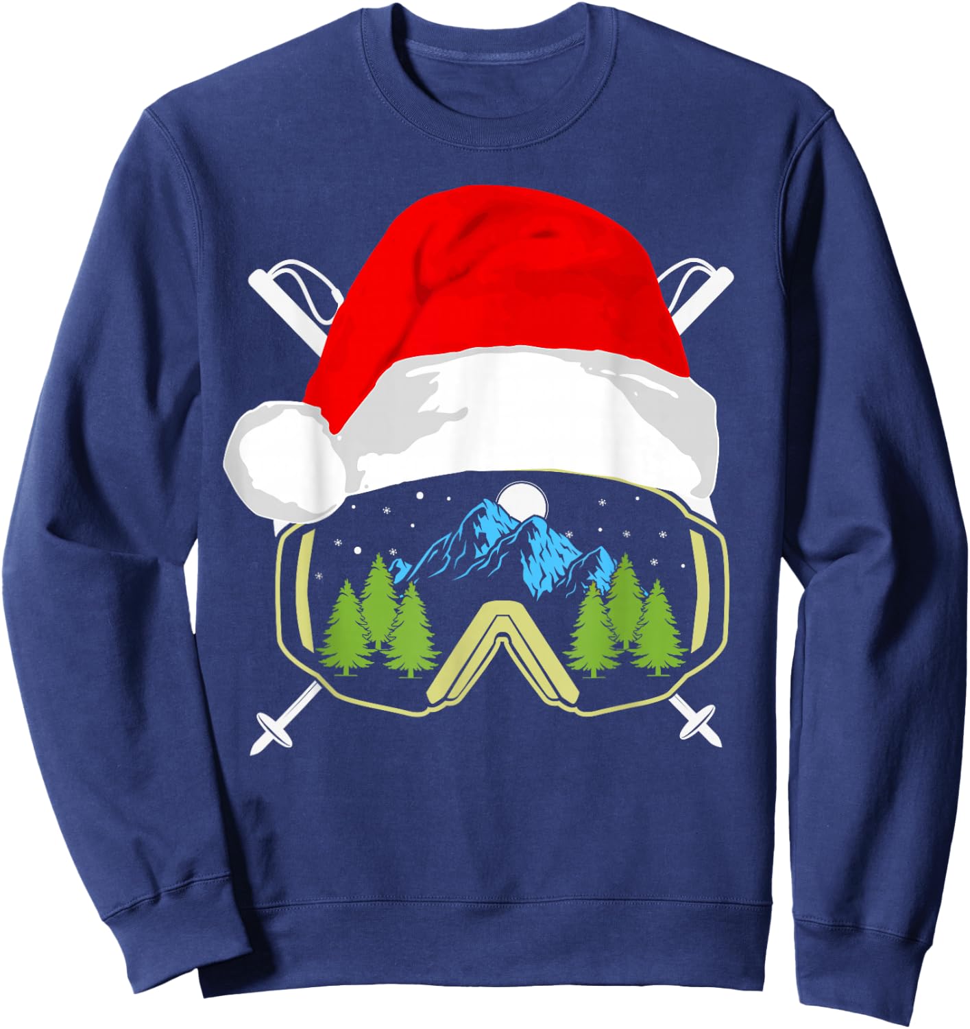 Skiing Christmas Santa Apparel Kids Snowboard Pajama Sweatshirt - Sweatshirt | Navy