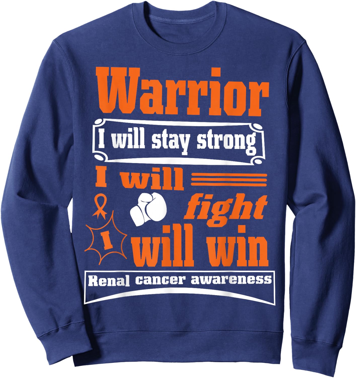 Kidney Cancer Awareness Gifts Renal Cure -Adults, -Kids Black Cotton 65%, Polyester 35% Modern Mandarin Collar Short Sleeve Sweatshirt - Sweatshirt | Navy