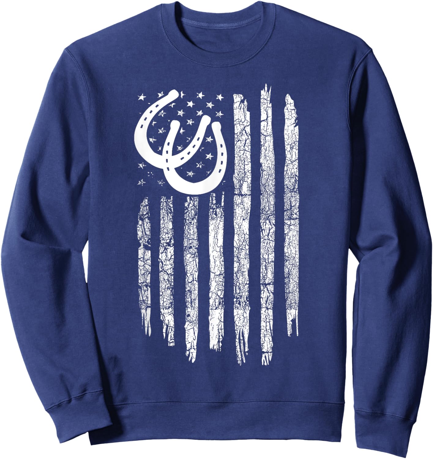 American Flag Horse Pulling Clothing - Vintage Horse Pulling Sweatshirt - Sweatshirt | Navy