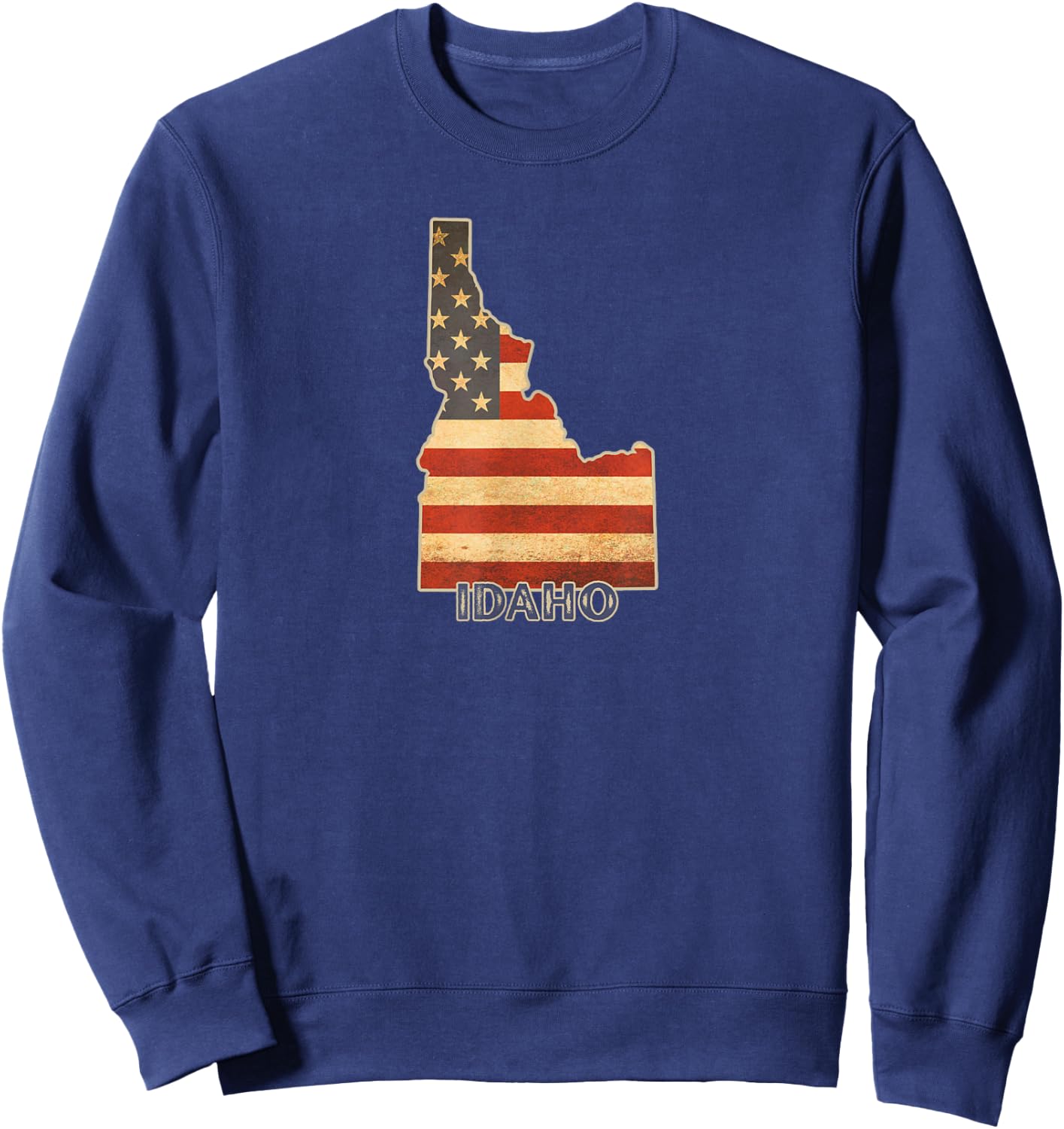 Distressed Vintage Idaho American 4th of July Flag Design Sweatshirt - Sweatshirt | Navy
