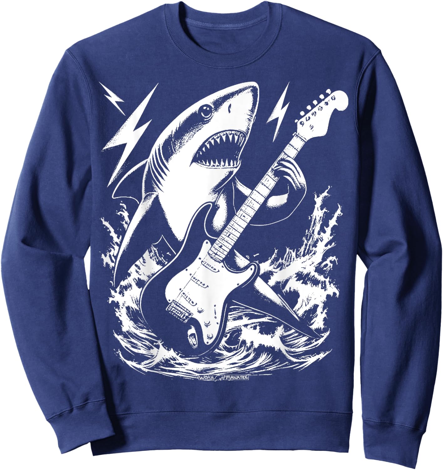 Rockin’ Shark Playing Electric Guitar Sweatshirt - Sweatshirt | Navy
