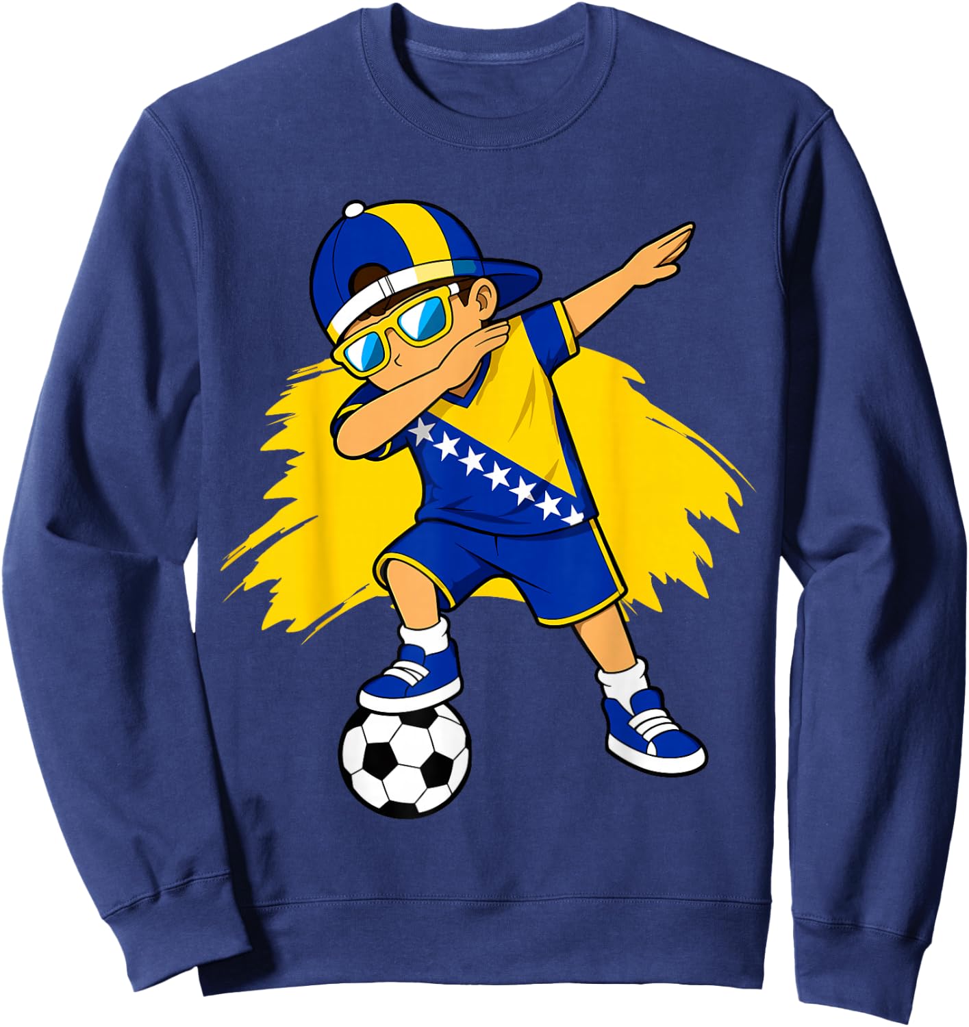 Bosnia Flag Boys Dabbing Bosnian Fans Supporter Bosnia Sweatshirt - Sweatshirt | Navy
