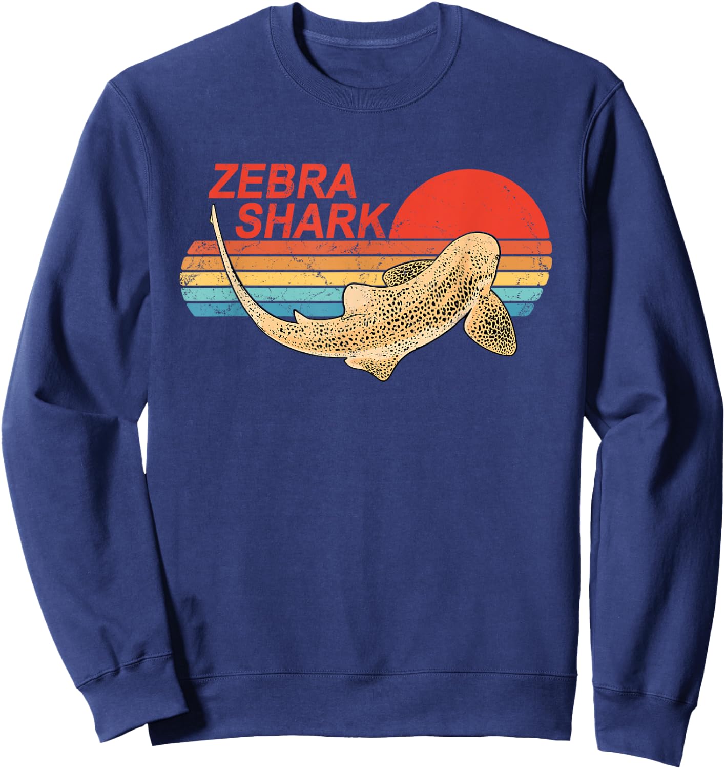 Vintage Sunset Zebra Shark Sweatshirt - Sweatshirt | Navy