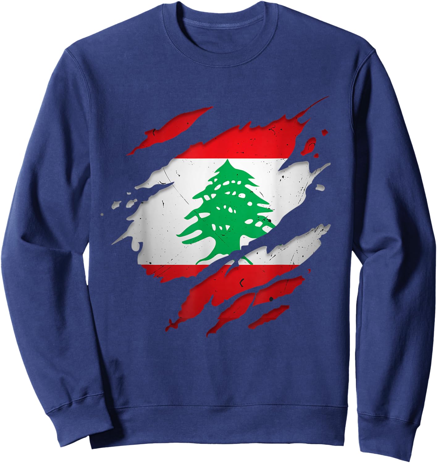 Stolze libanesische Hemden | zerrissene Libanon-Flagge Sweatshirt - Sweatshirt | Navy
