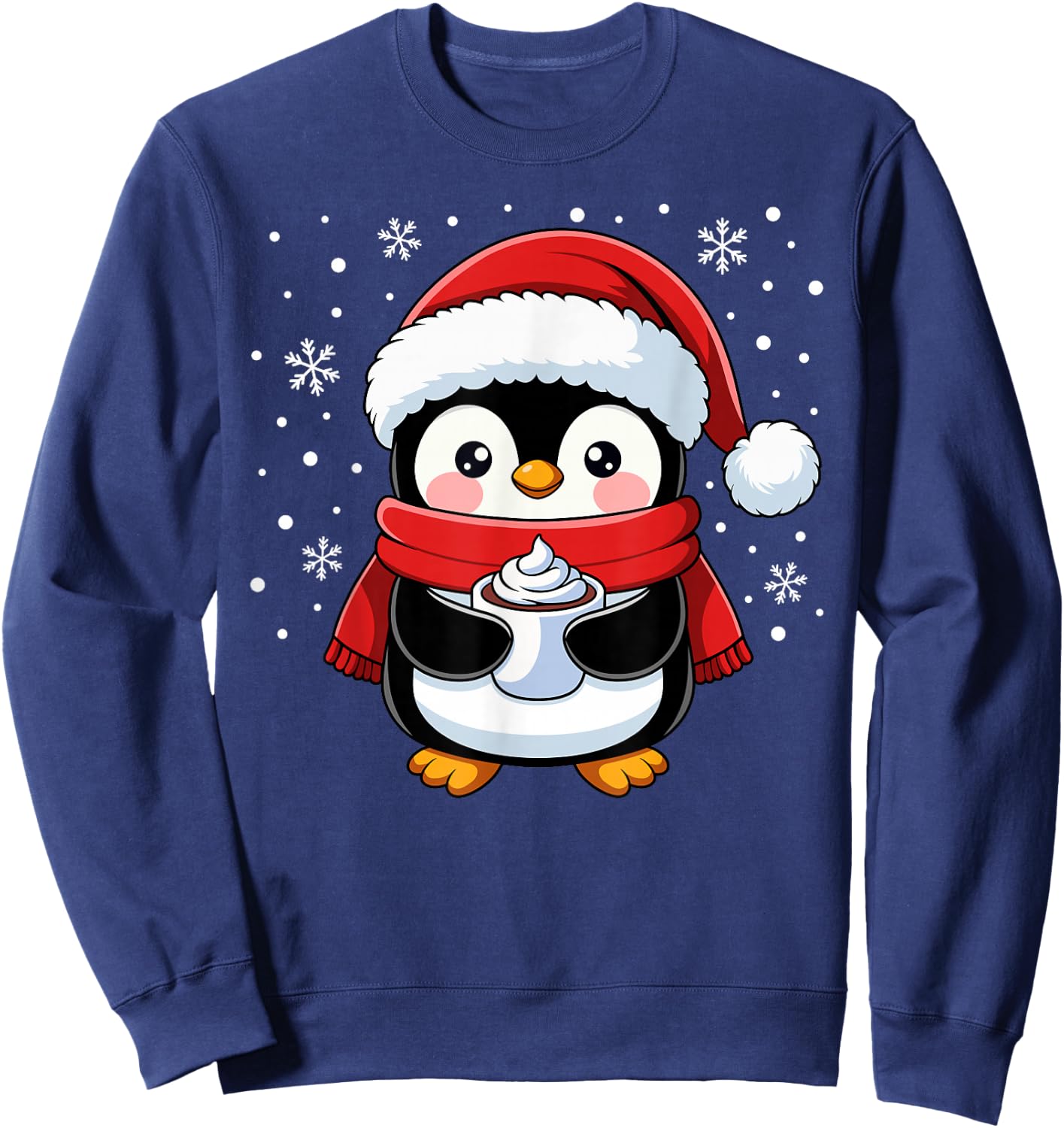 Penguin Christmas Santa Claus Cute Penguin Love Animal , Black, S Sweatshirt - Sweatshirt | Navy