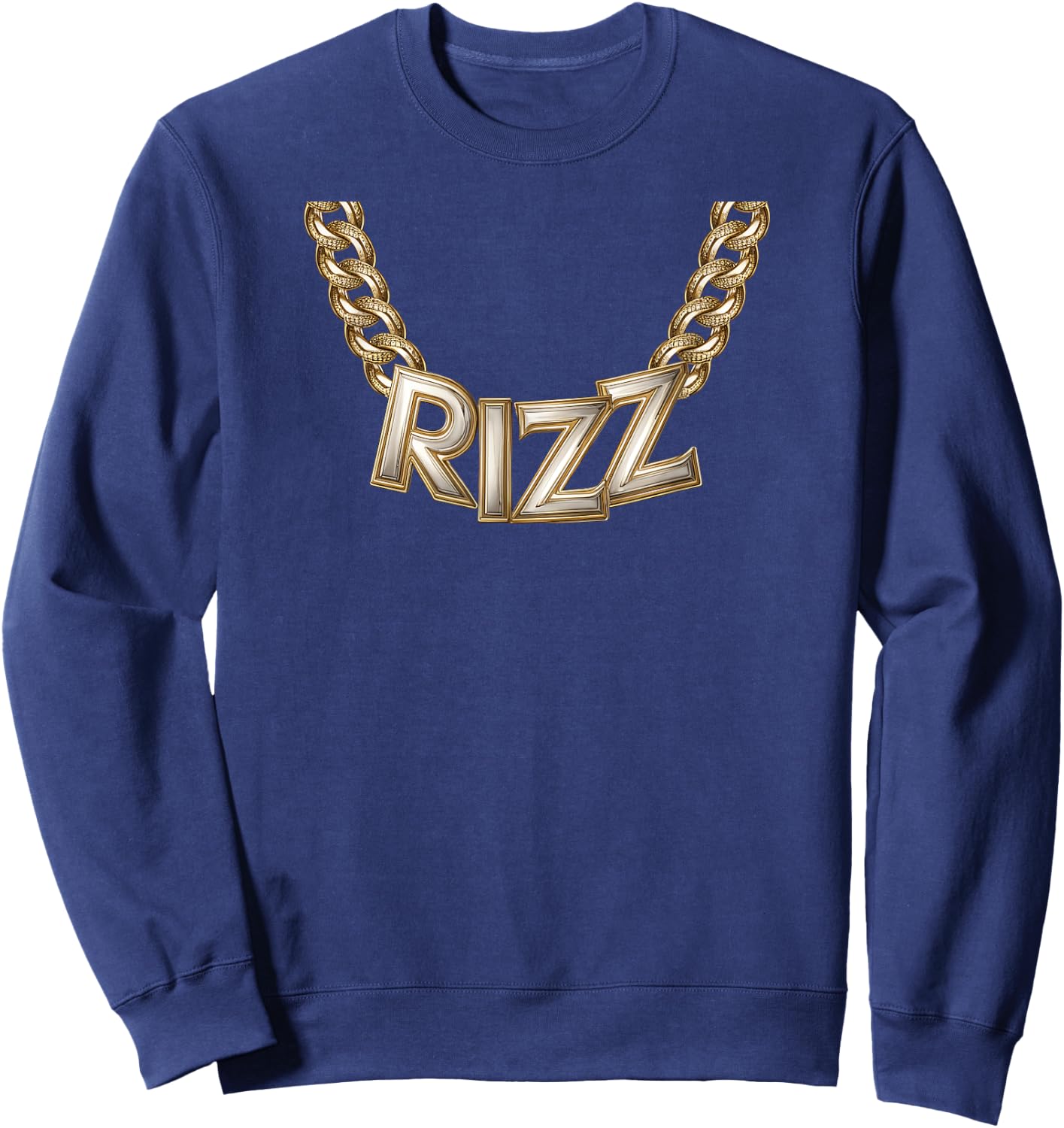 Kid Boy Slang Gold Chain Rizz Necklace Costume Sweatshirt - Sweatshirt | Navy