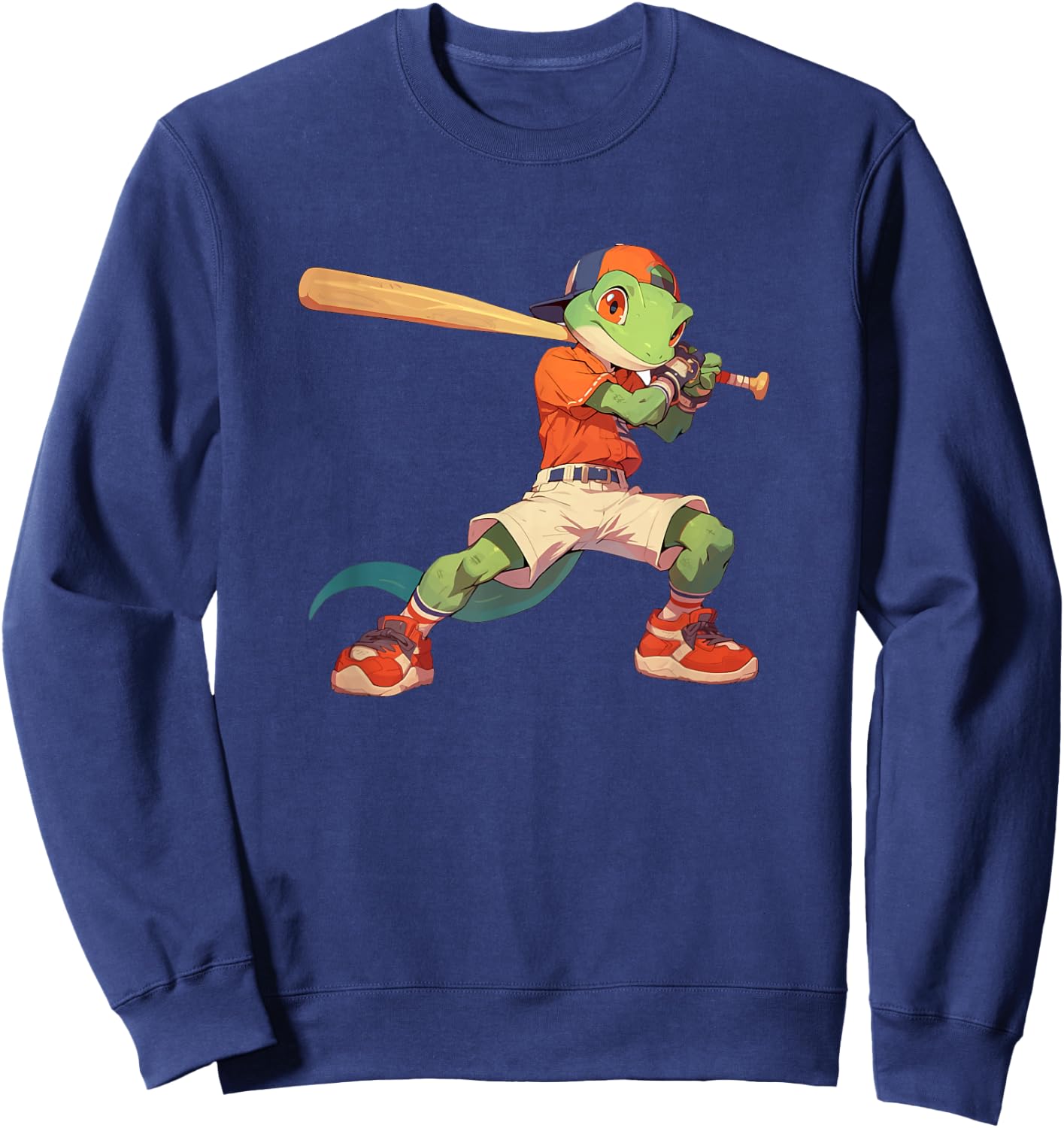 Gecko Baseball Player Lizards Hobby Sports Sweatshirt - Sweatshirt | Navy