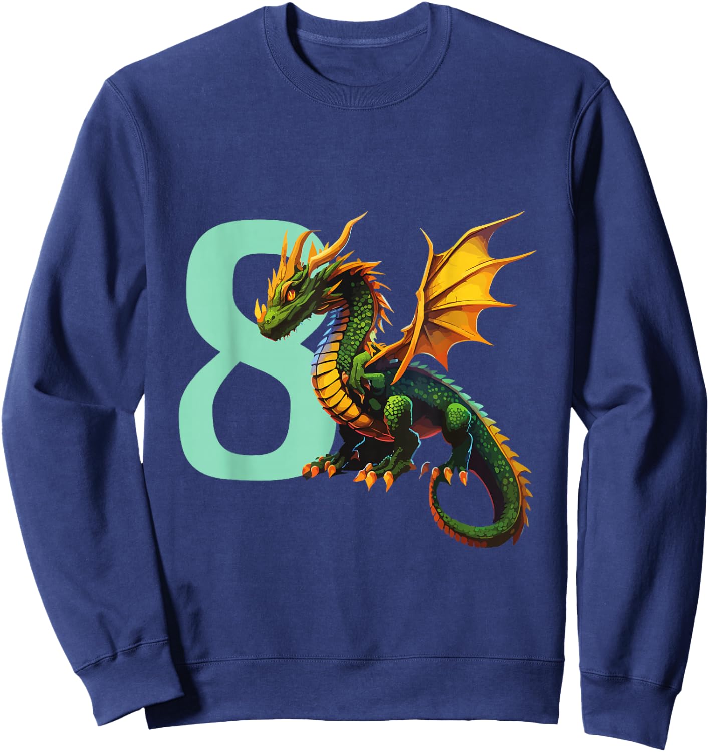 Children's Birthday Dragon 8 Years Boy Dragon Number Age , black Sweatshirt - Sweatshirt | Navy