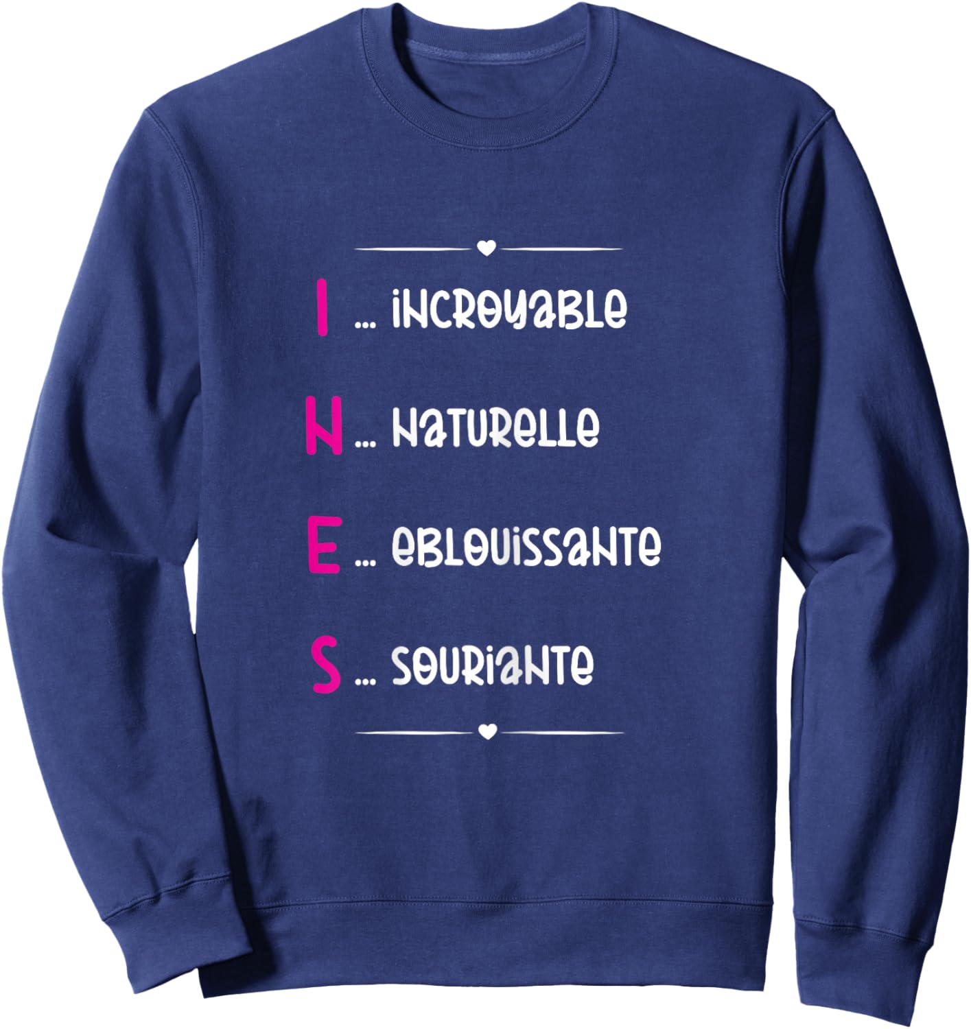 Ines Prenom Personnalisé Femme Cadeau Prenom Ines Girls' , Black Sweatshirt - Sweatshirt | Navy