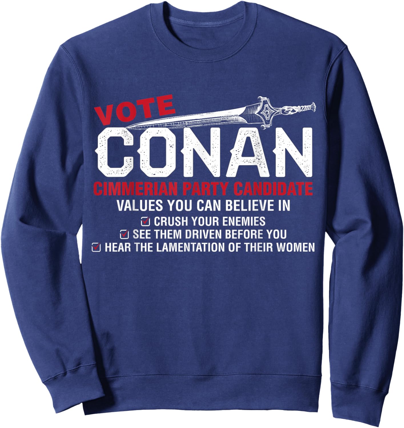 Vote Conan for President Funny , Black, S Sweatshirt - Sweatshirt | Navy
