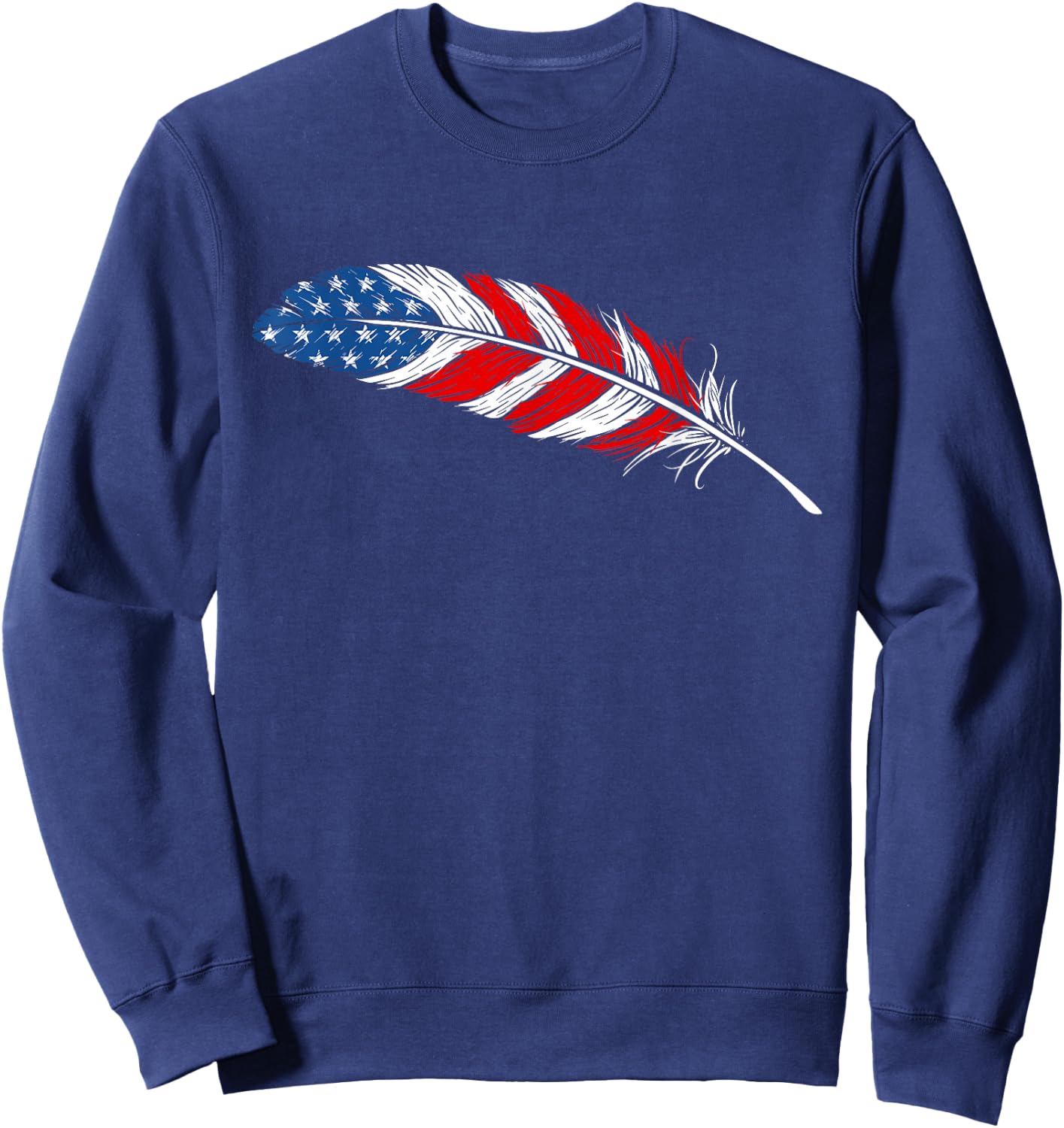 Native American Feather Flag - Indian Pride Veteran July 4th Sweatshirt - Sweatshirt | Navy