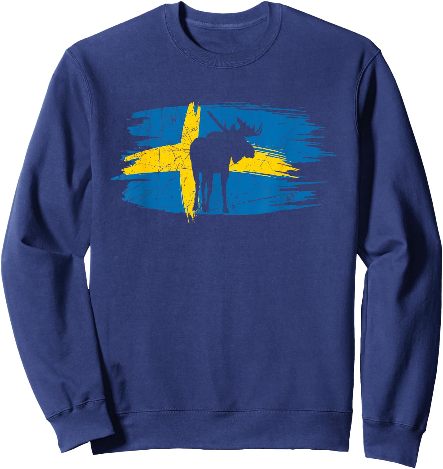 Sweden Flag Moose | Scandinavia | Proud Swedish Sweatshirt - Sweatshirt | Navy