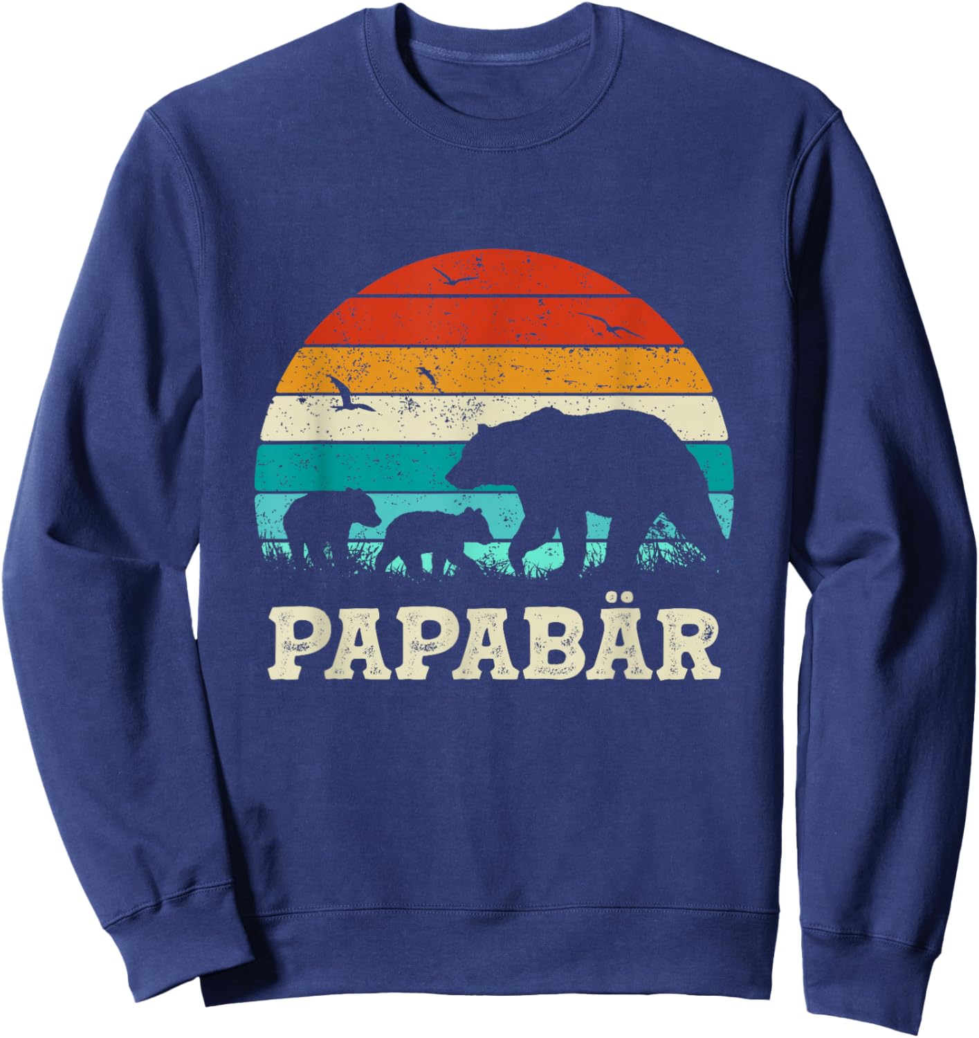 Retro Father Baby Son Daughter Children Bear Dad Father's Day , black Sweatshirt - Sweatshirt | Navy