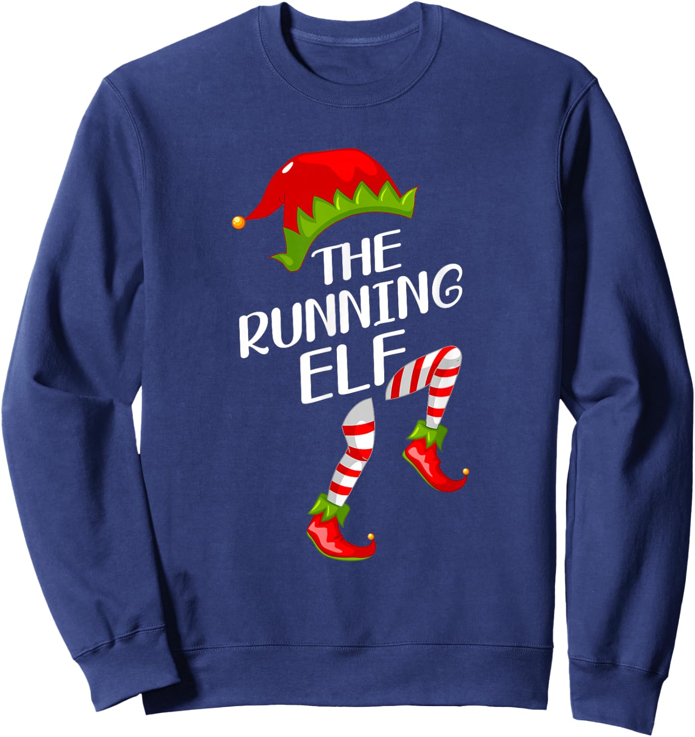 Funny The Running Elf Christmas Family Matching Pajama Sweatshirt - Sweatshirt | Navy
