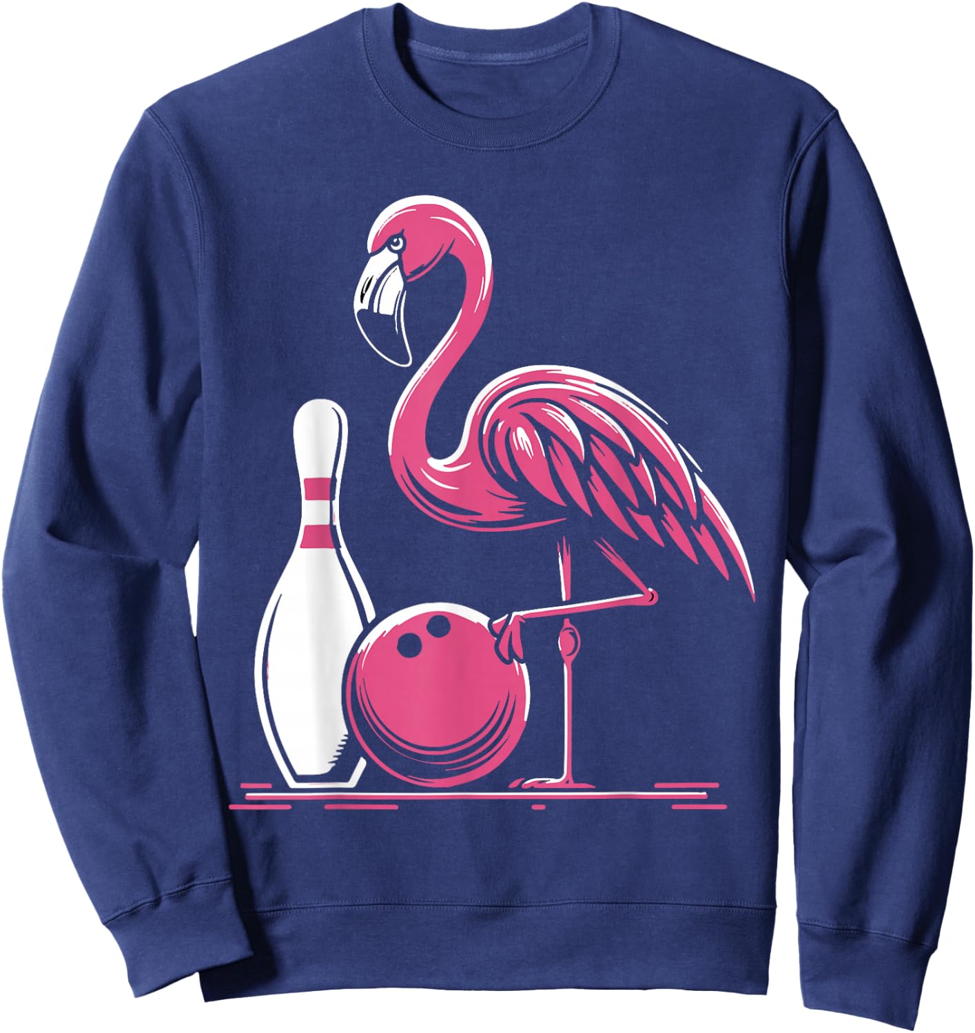Funny Flamingo Bowling Pin Bowl Bowler Sweatshirt - Sweatshirt | Navy
