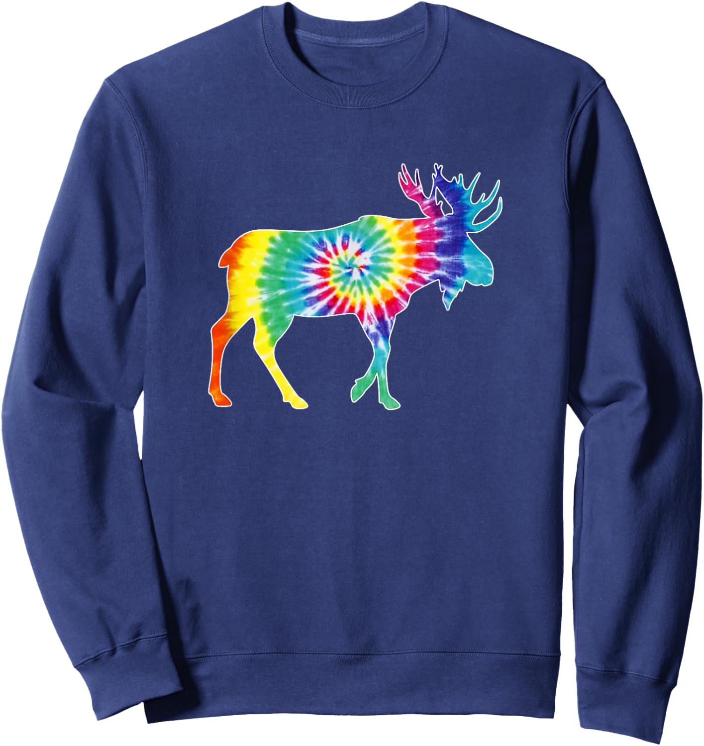 Funny Moose Animal Tie Dye Design Men Moose Lover Sweatshirt - Sweatshirt | Navy