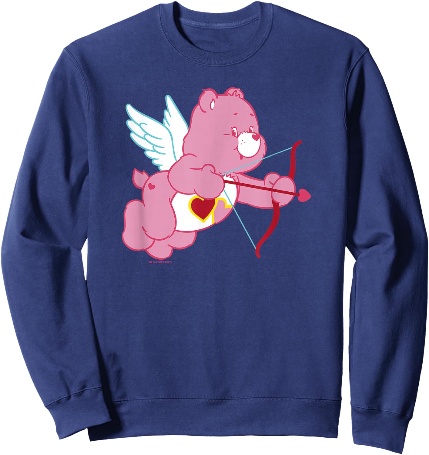 Care Bears Valentine's Day Vintage Love-a-Lot Cupid Bear , Black, S Sweatshirt - Sweatshirt | Navy