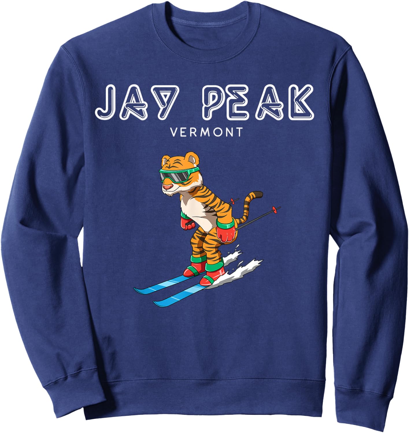 Jay Peak Vermont - Funny Ski Tiger Sweatshirt - Sweatshirt | Navy
