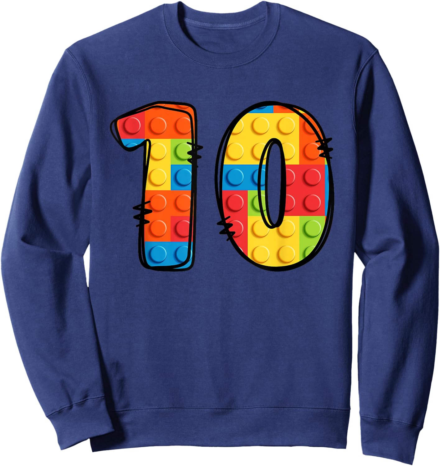 10 Year Old Blocks Building Master Builder 10th Birthday Sweatshirt - Sweatshirt | Navy