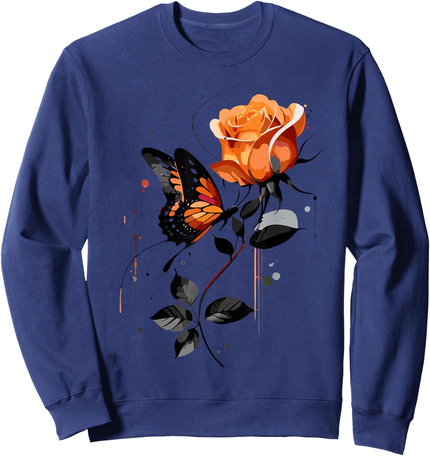Blumen und Schmetterlinge Damen Outfit , gray Sweatshirt - Sweatshirt | Navy