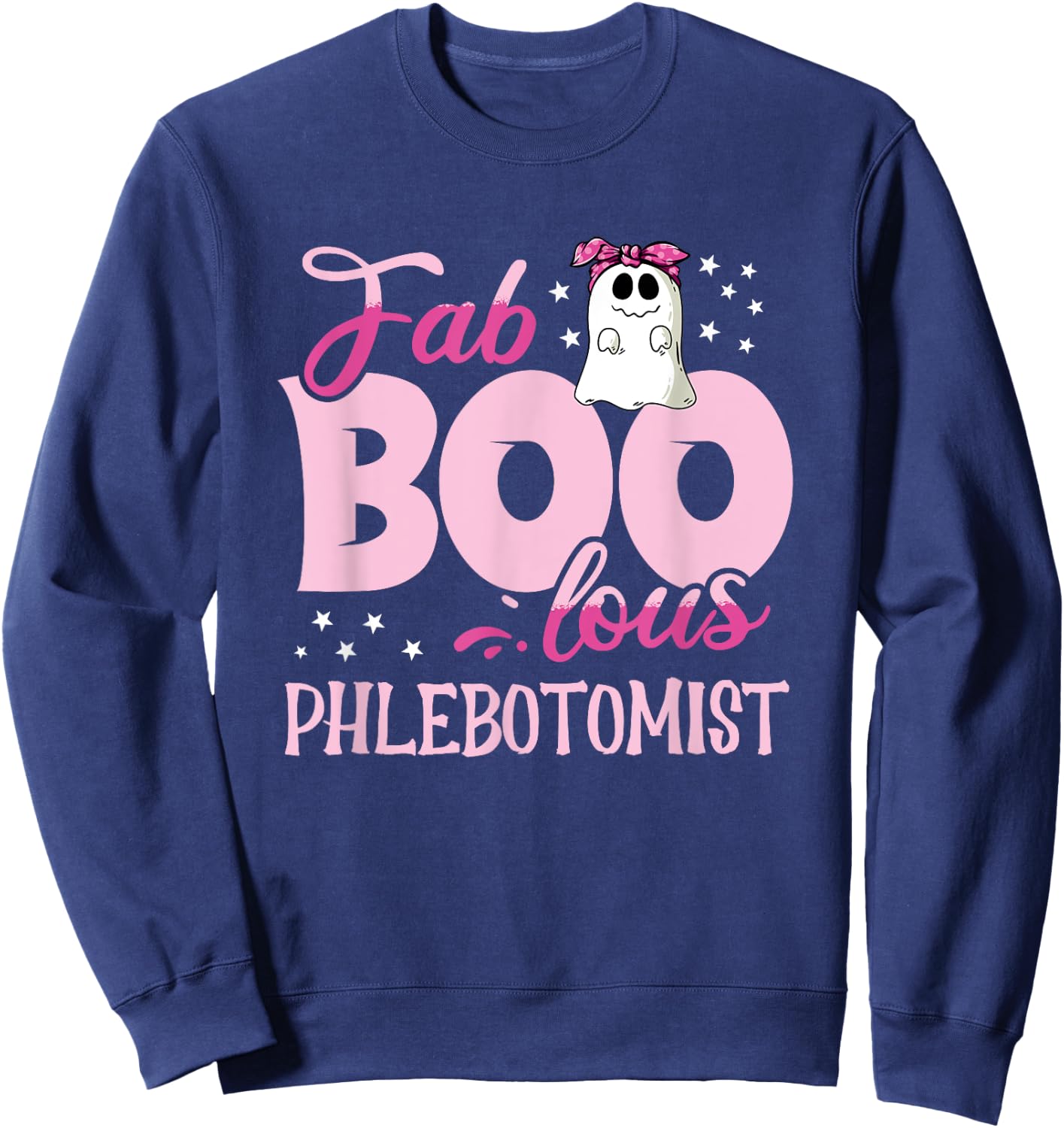 Funny Phlebotomy Nurse Ghost Halloween Phlebotomist Sweatshirt - Sweatshirt | Navy